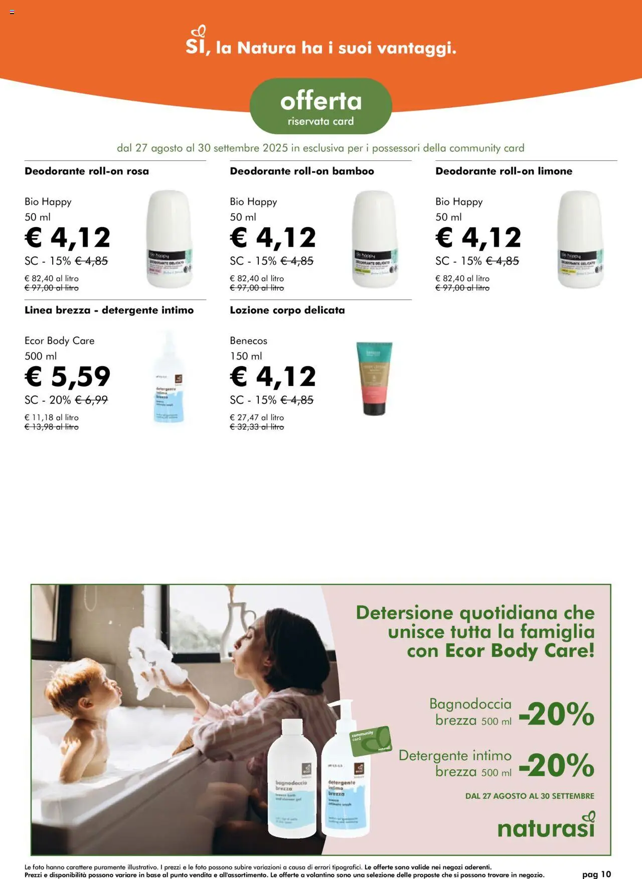 Volantino Natura Sì del 27.08.2025 | Pagina: 10 | Prodotti: Deodorante, Intimo, Limone, Body