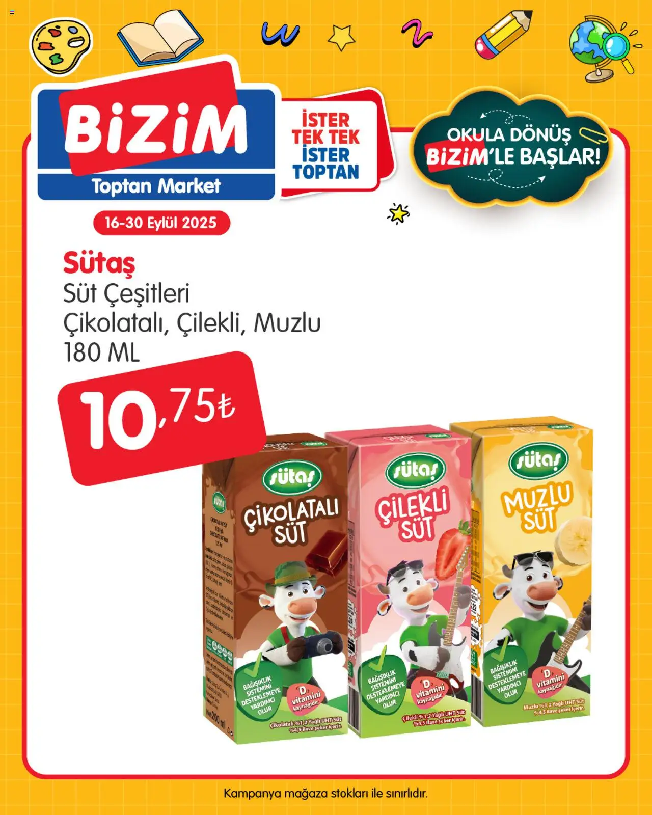Bizim Toptan - Okula dönüş  - 16.09.2025 tarihinden itibaren geçerlidir | Sayfa: 2 | Ürünler: Süt, Şeker