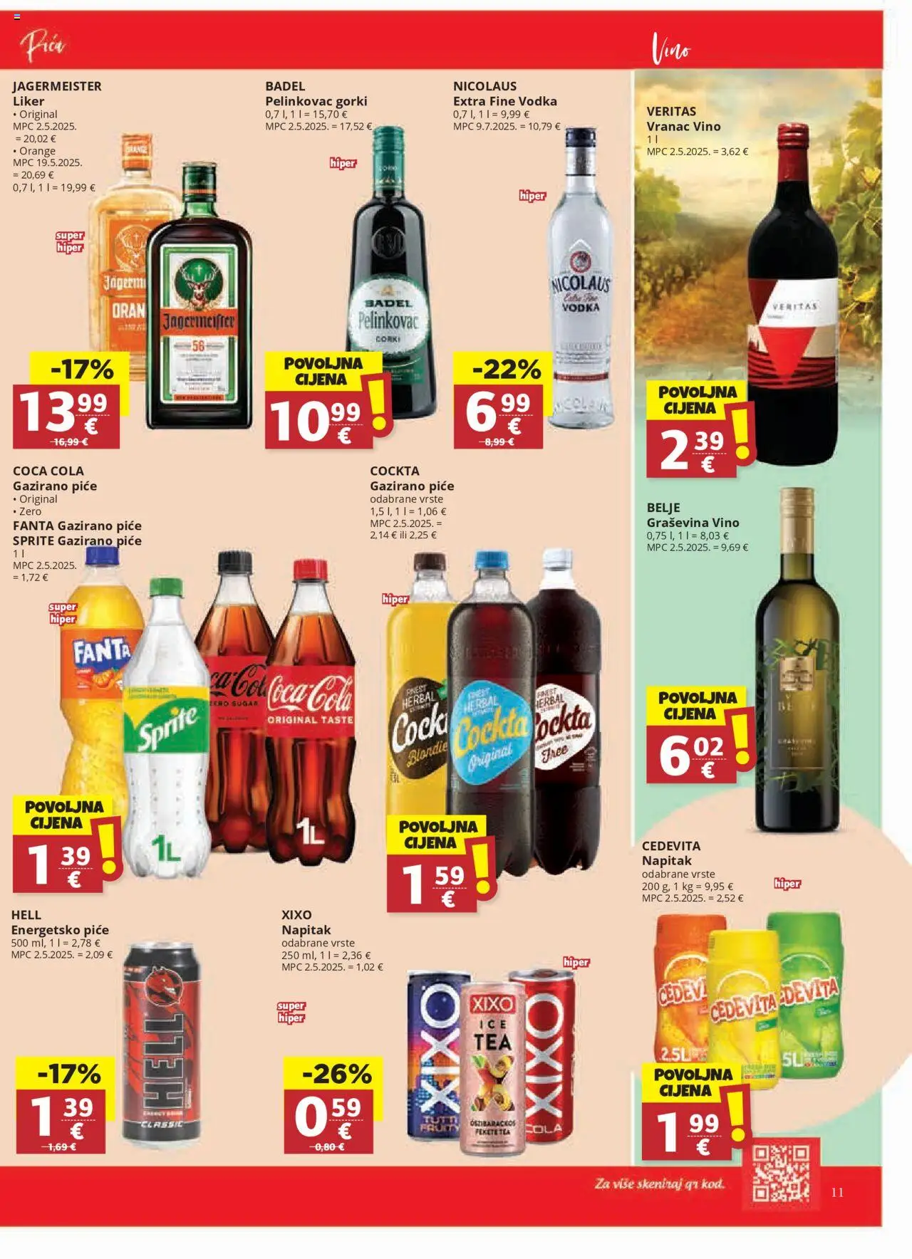 Ultra Gros katalog | vrijedi od 15.10.2025 | Stranica: 11 | Proizvodi: Hell, Pelinkovac, Liker, Vodka