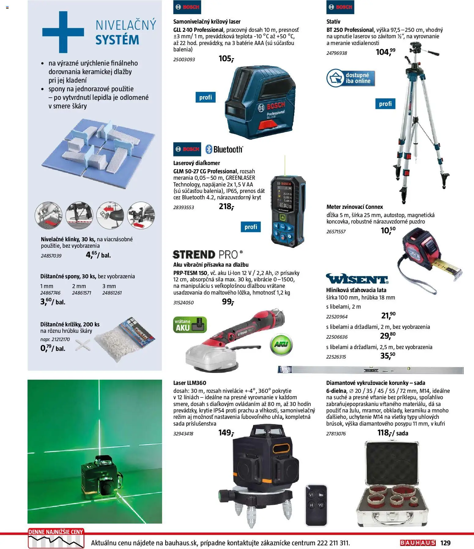Nové Bauhaus akcie – leták je platný od 26.01.2026 | Strana: 129 | Produkty: Laser, Aku, Bosch, Bluetooth