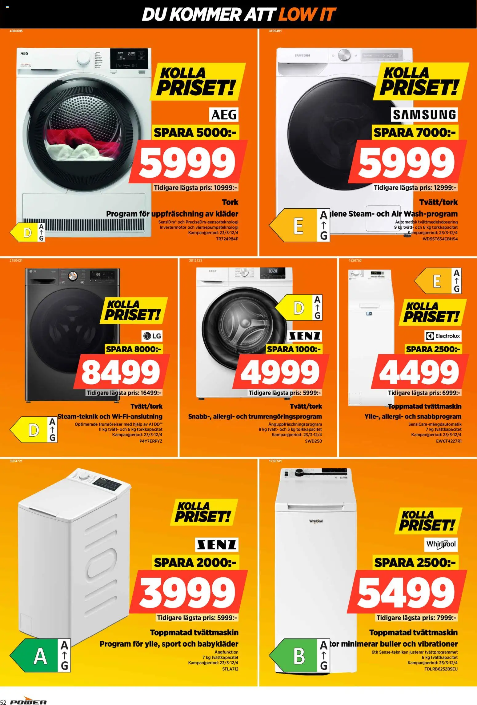 Power reklamblad aktuell från 30.03.2026 | Sida: 52 | Produkter: Kläder, Tvättmaskin