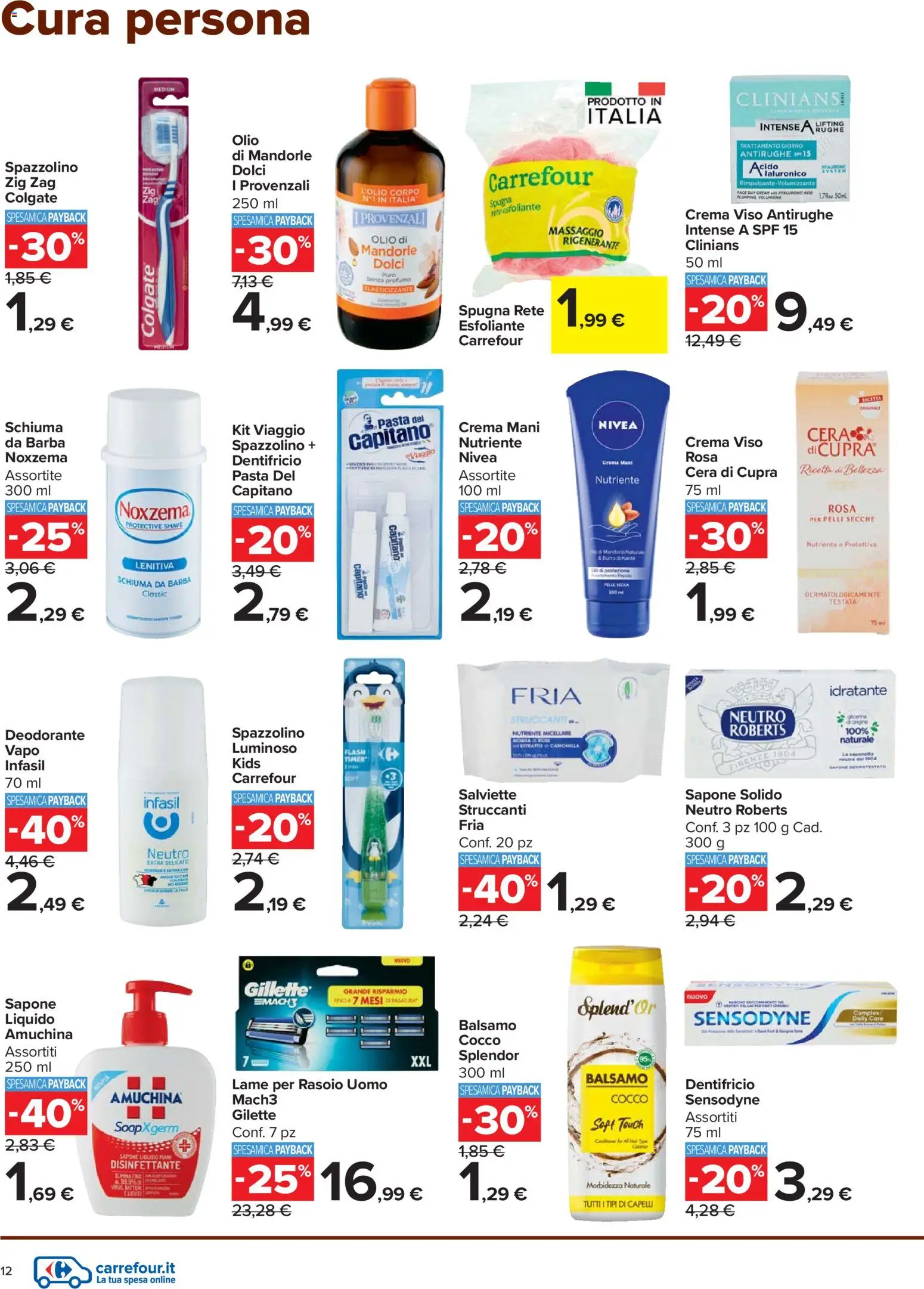Volantino Carrefour del 27.12.2025 | Pagina: 12 | Prodotti: Schiuma da barba, Rasoio, Pasta, Profumo