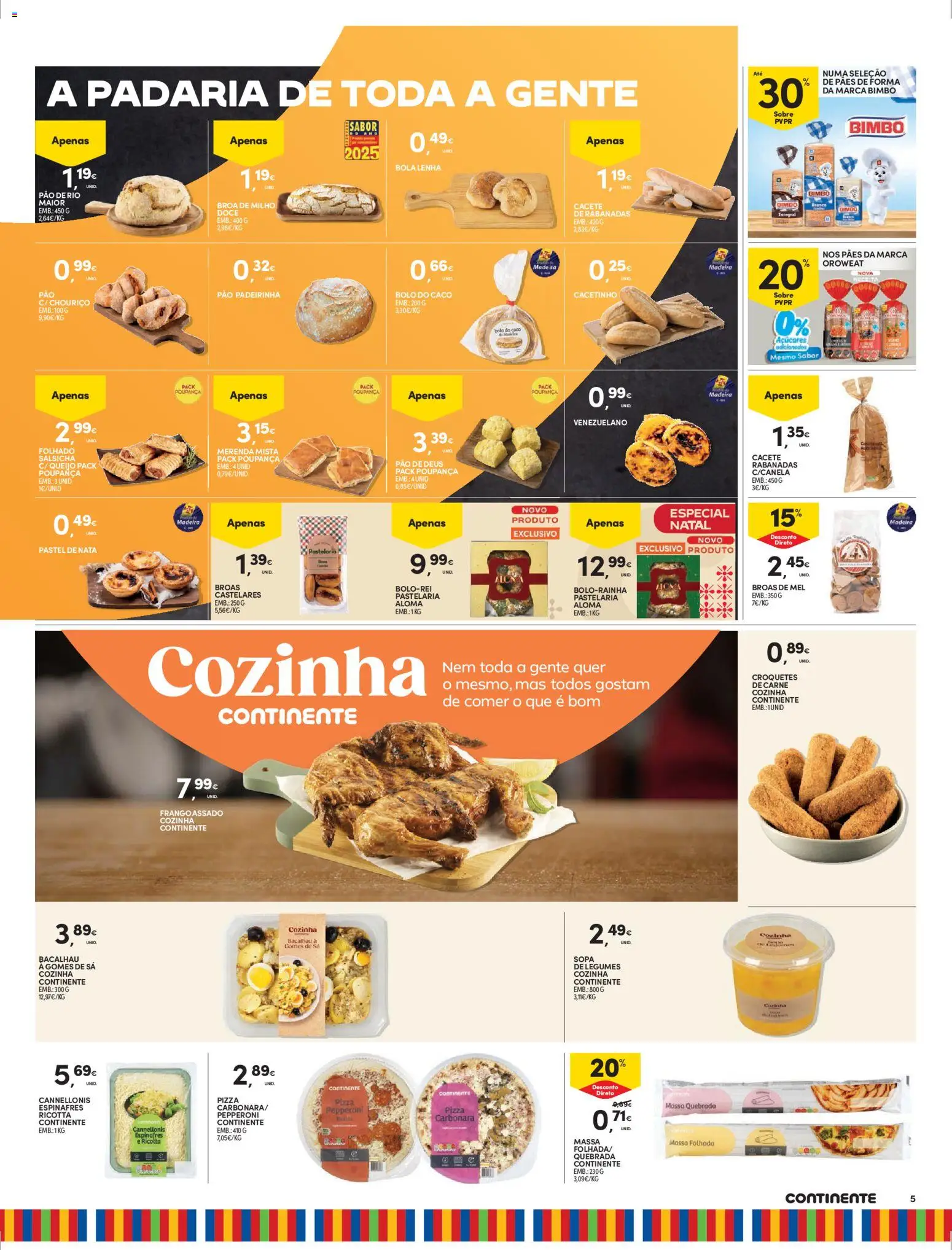 Continente folheto Madeira │ válido de 09.12.2025 | Página: 5 | Produtos: Espinafres, Frango, Bolo, Queijo