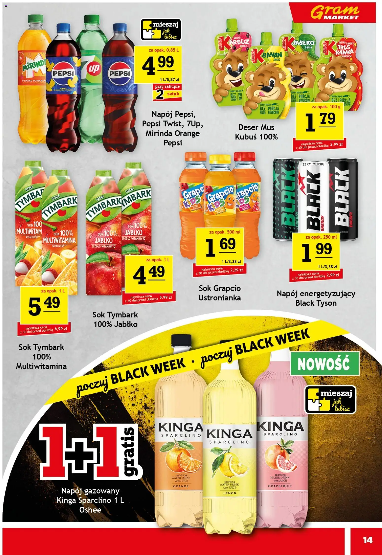 Gram Market Black Friday od 19.11.2025 | Strona: 14 | Produkty: Pepsi, Sok, Banan