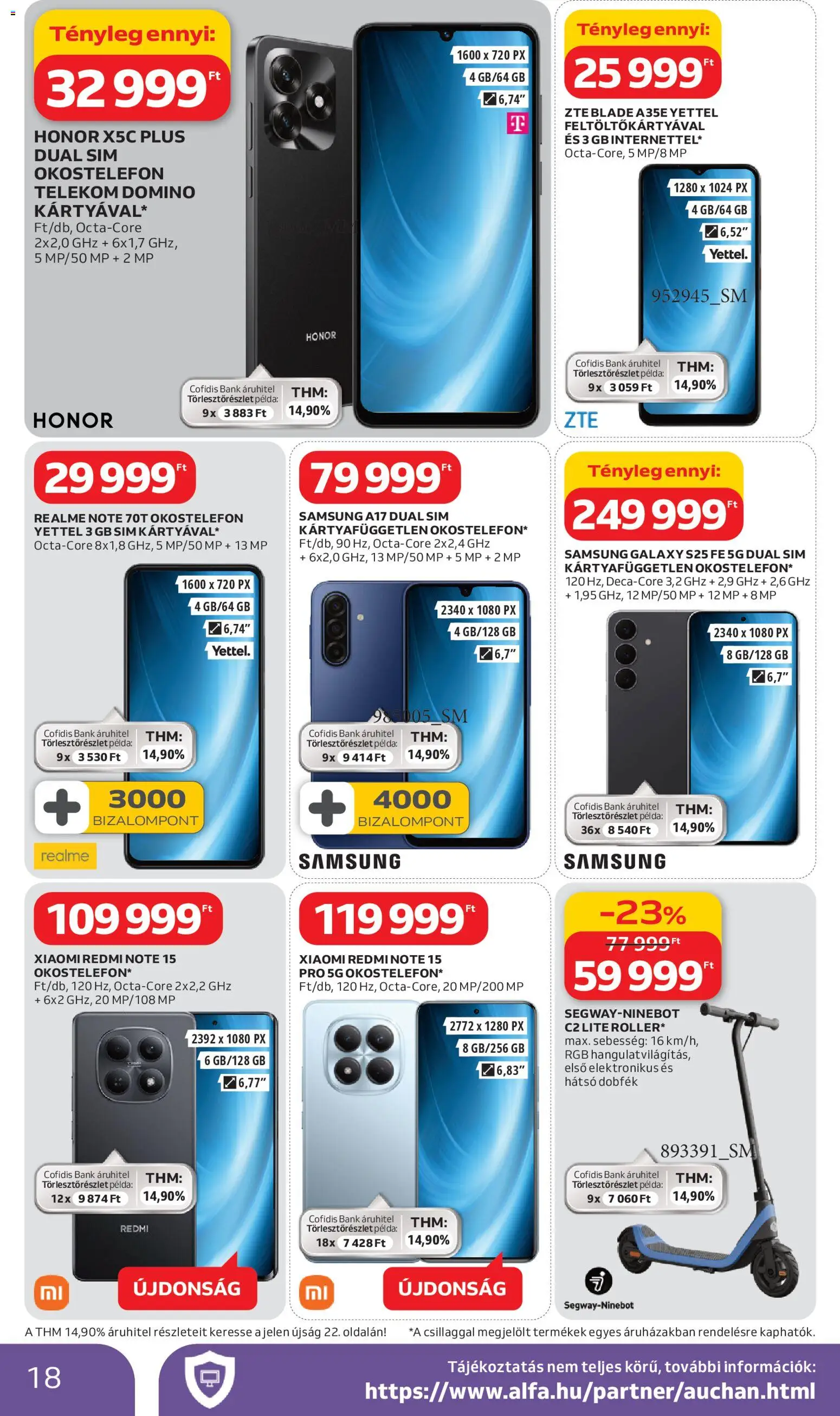 Auchan akciós ujság - amely érvényes a következő dátumtól: 05.03.2026 | Oldal: 18 | Termékek: Okostelefon, Xiaomi, Samsung