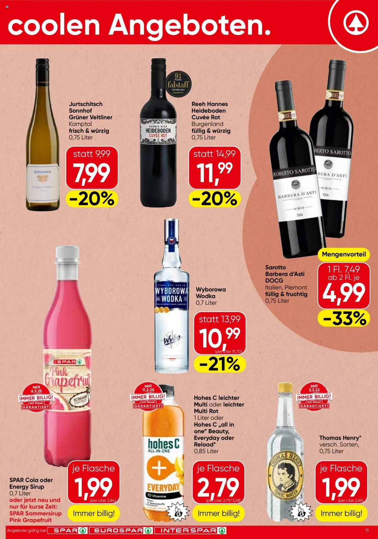 Spar Flugblatt - Burgenland gültig ab 24.07.2025 | Seite: 11 | Produkte: Wodka, Grapefruit