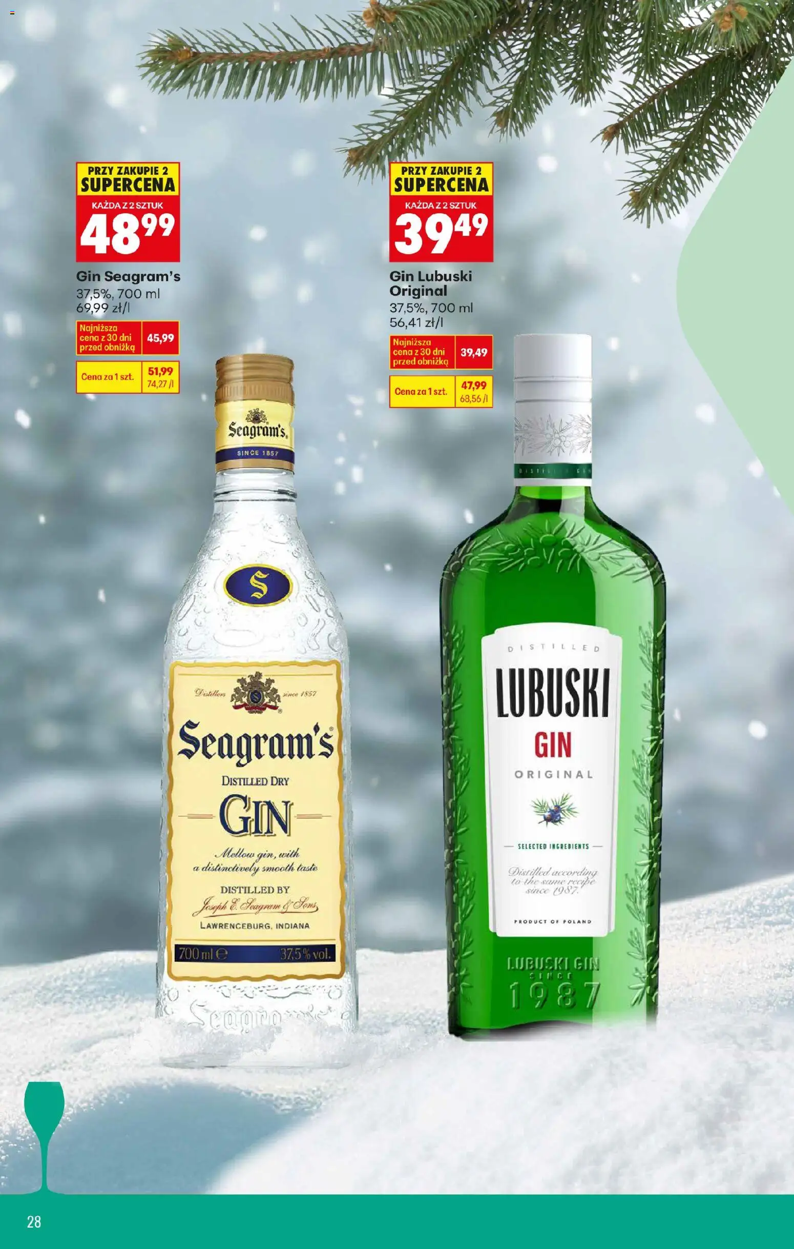 Biedronka gazetka - Czas na toast od 12.01.2026 | Strona: 30 | Produkty: Gin Seagram's, Gin Lubuski, Gin