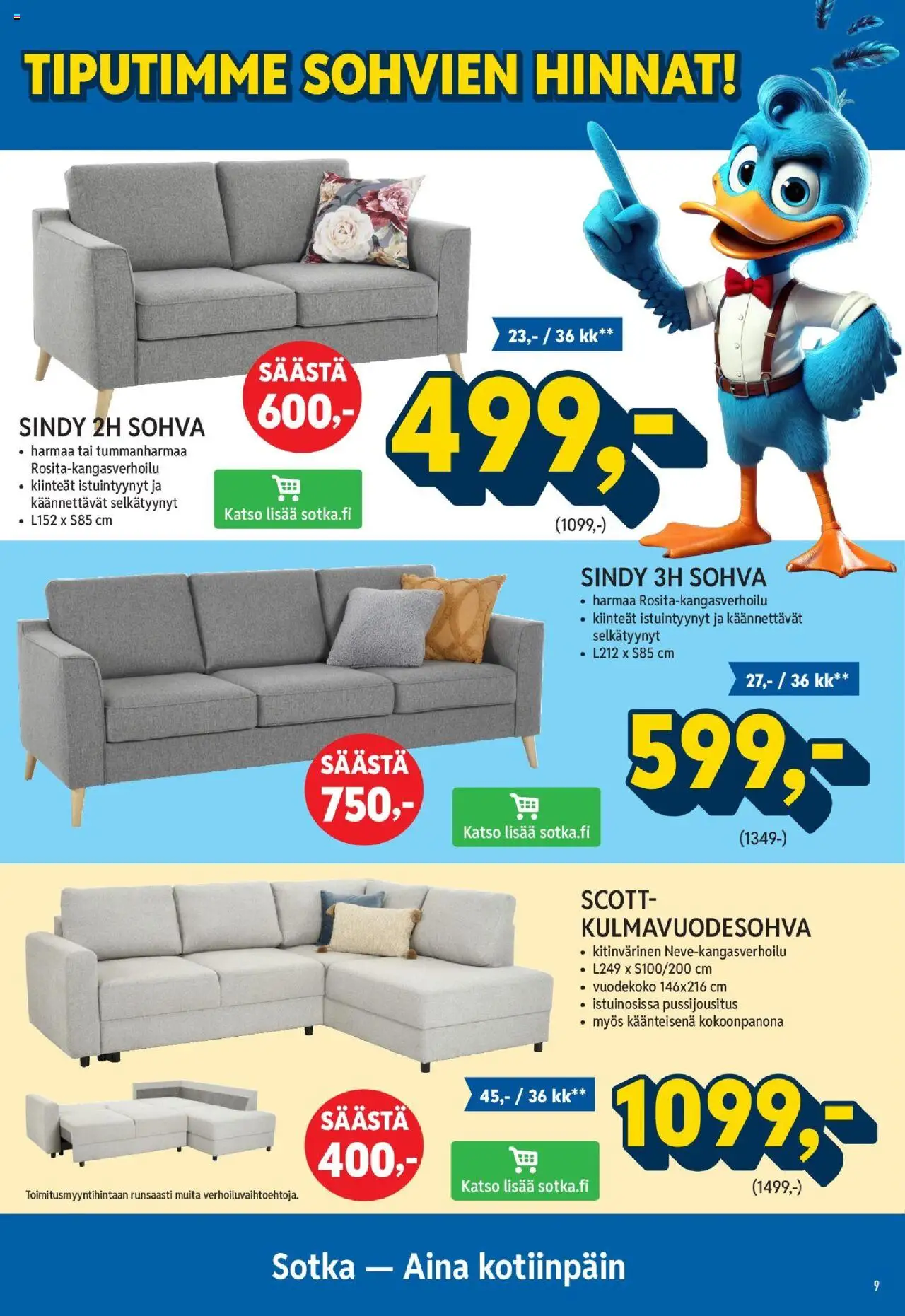 Sotka tarjoukset – voimassa 01.10.2025 alkaen | Sivu: 9 | Tuotteet: Sohva, Kulmavuodesohva