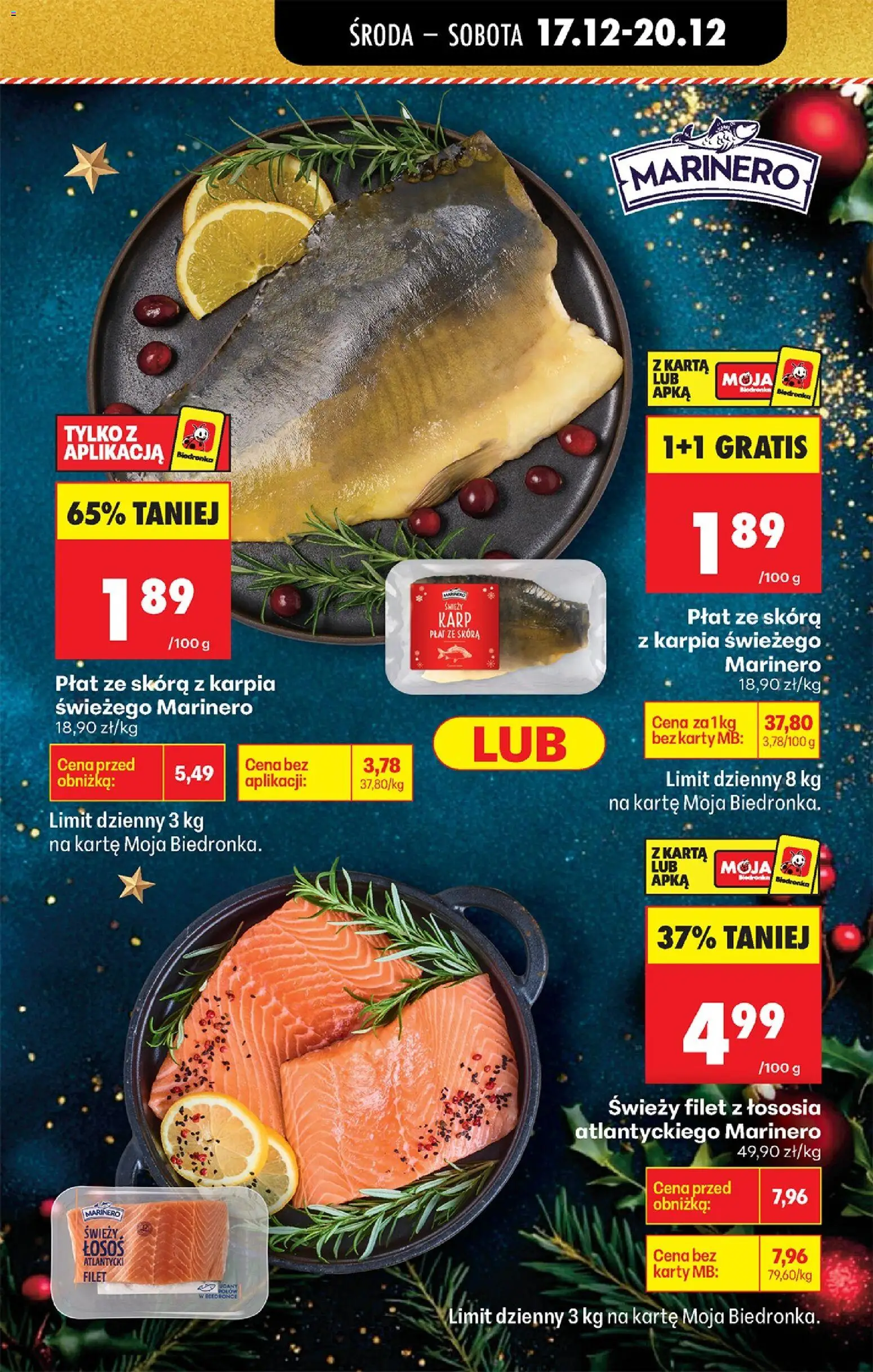 Biedronka gazetka - Oferta w tym tygodniu od 17.12.2025 | Strona: 15 | Produkty: Karta, Karp, Łosoś, Filet z łososia