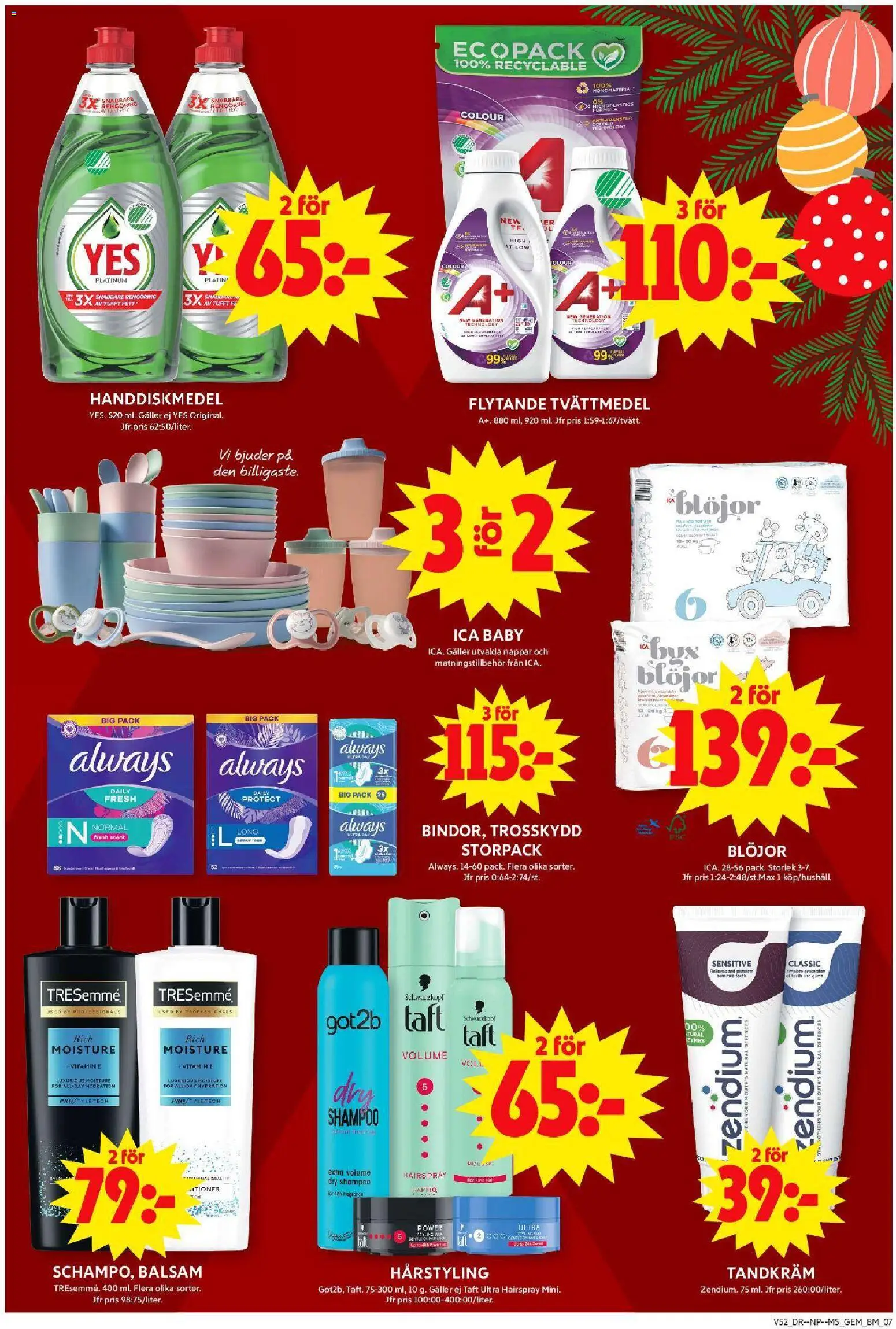 ICA Maxi reklamblad aktuell från 22.12.2025 | Sida: 7 | Produkter: Trosskydd, Tandkräm, Galler, Blöjor
