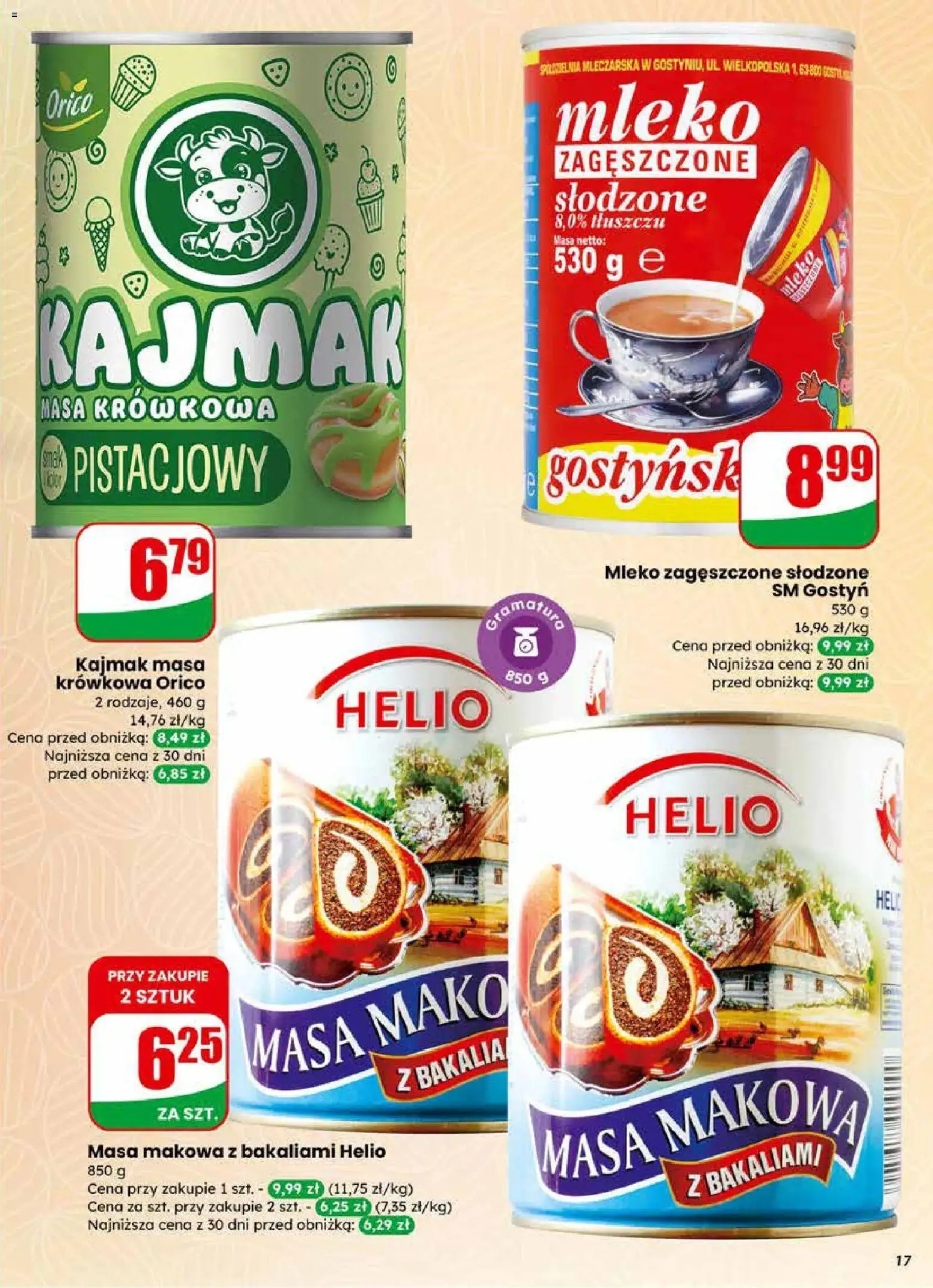 Dino gazetka od 01.04.2026 | Strona: 17 | Produkty: Mleko zagęszczone słodzone, Masa makowa, Kajmak, Mleko