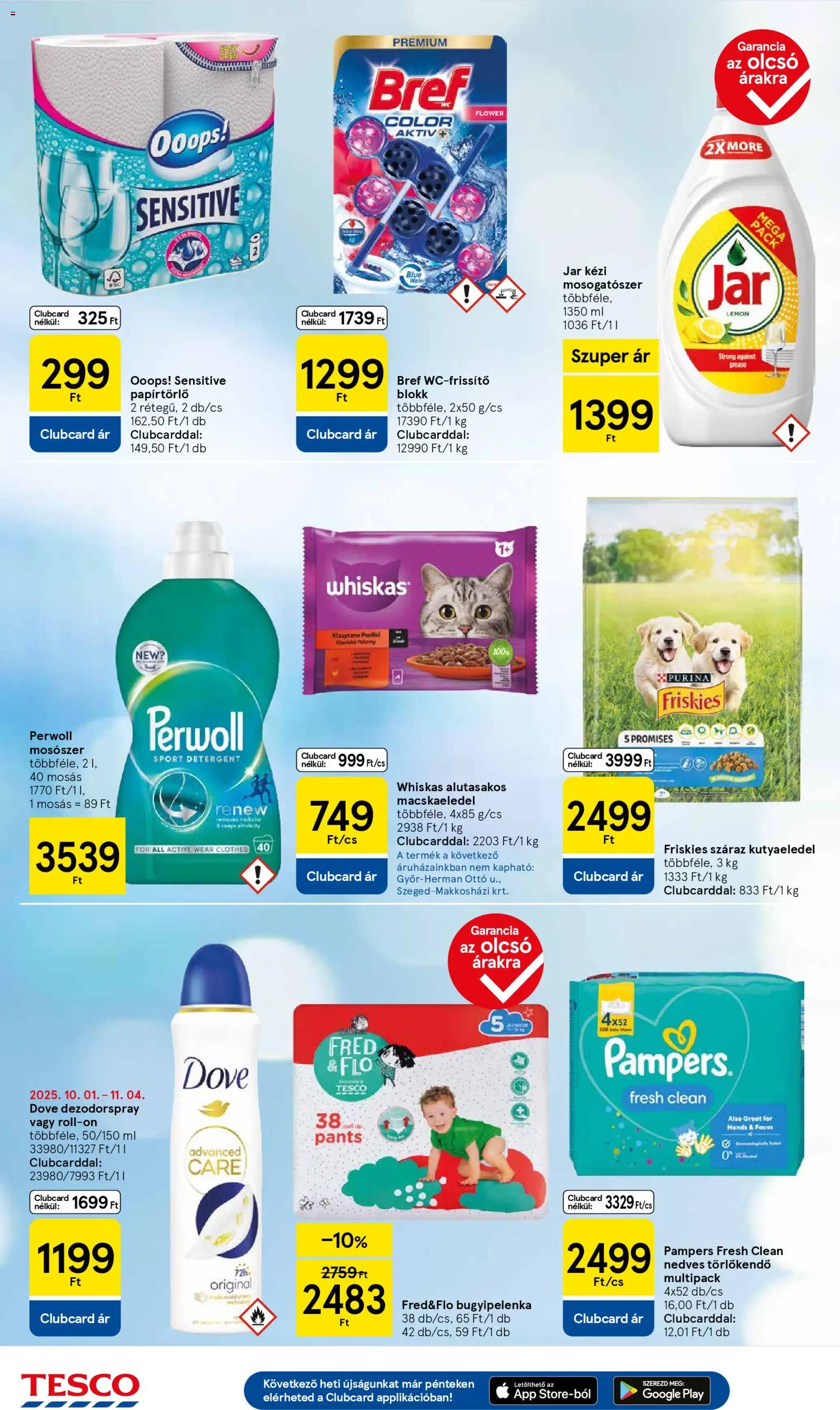 Tesco akciós ujság - amely érvényes a következő dátumtól: 30.10.2025 | Oldal: 6 | Termékek: Pampers, Macskaeledel, Törlőkendő, Whiskas