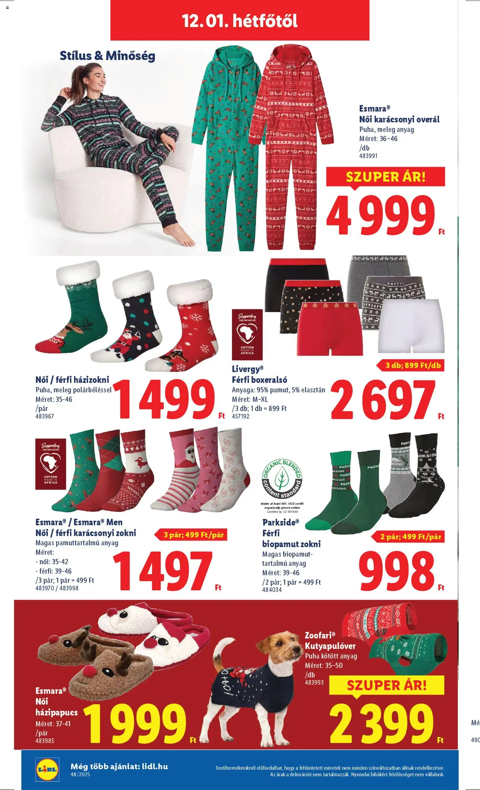 Lidl akciós ujság - amely érvényes a következő dátumtól: 27.11.2025 | Oldal: 52 | Termékek: Parkside, Boxeralsó, Overál, Zokni