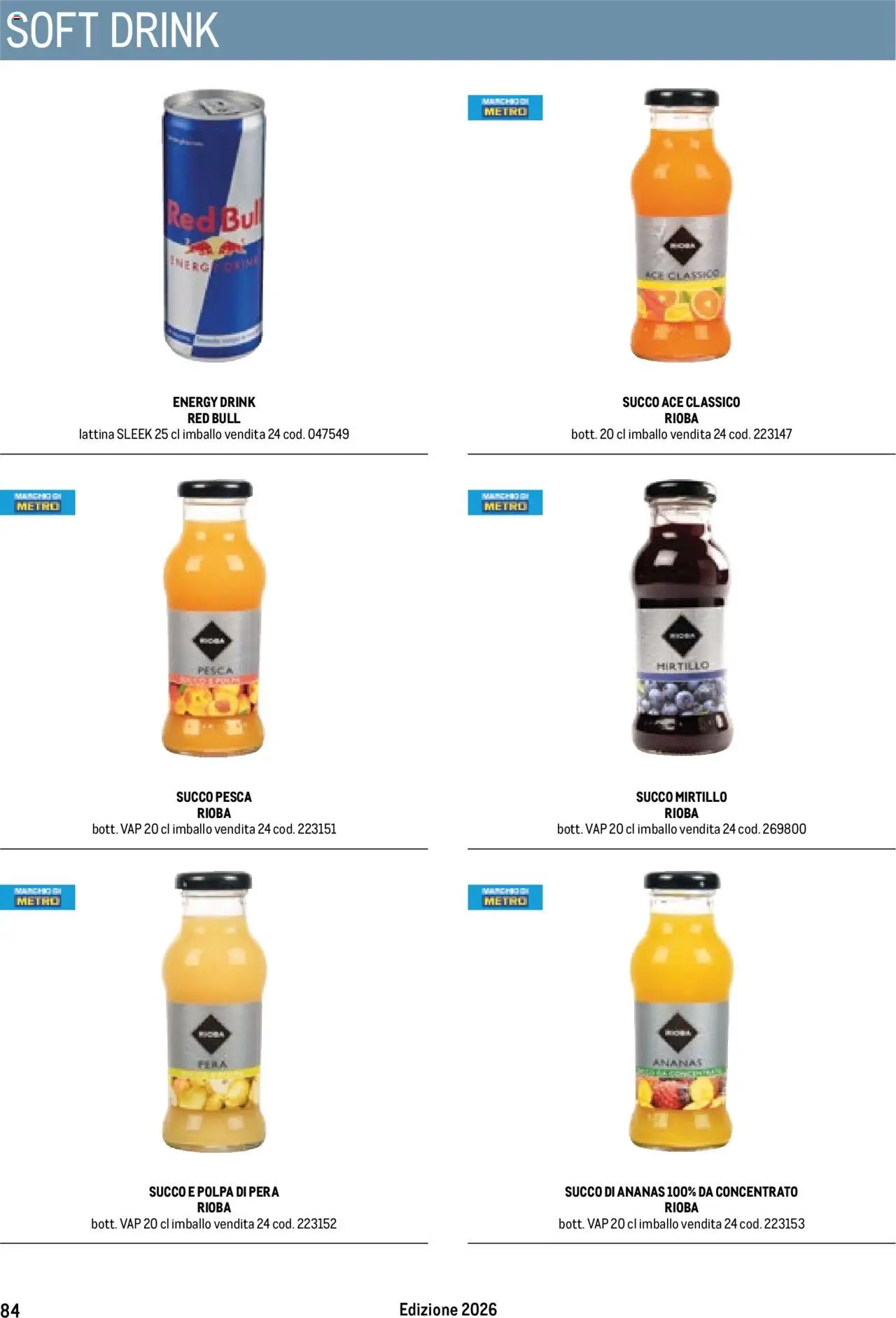 Volantino Metro del 17.10.2025 | Pagina: 84 | Prodotti: Succo, Ananas, Pera, Red Bull