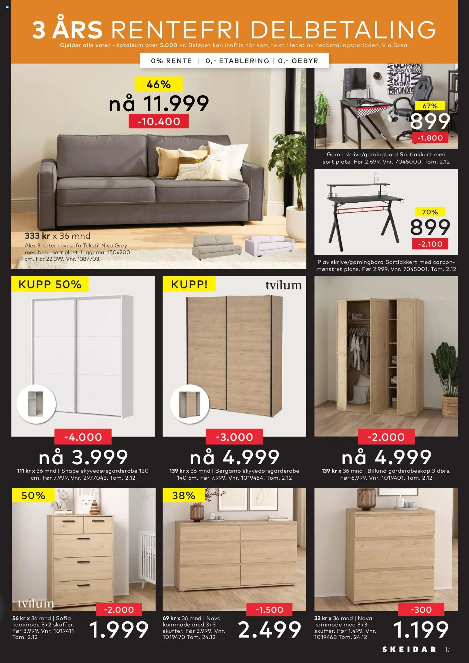 {H1} | Side: 17 | Produkter: Sovesofa, Garderobeskap, Kommode