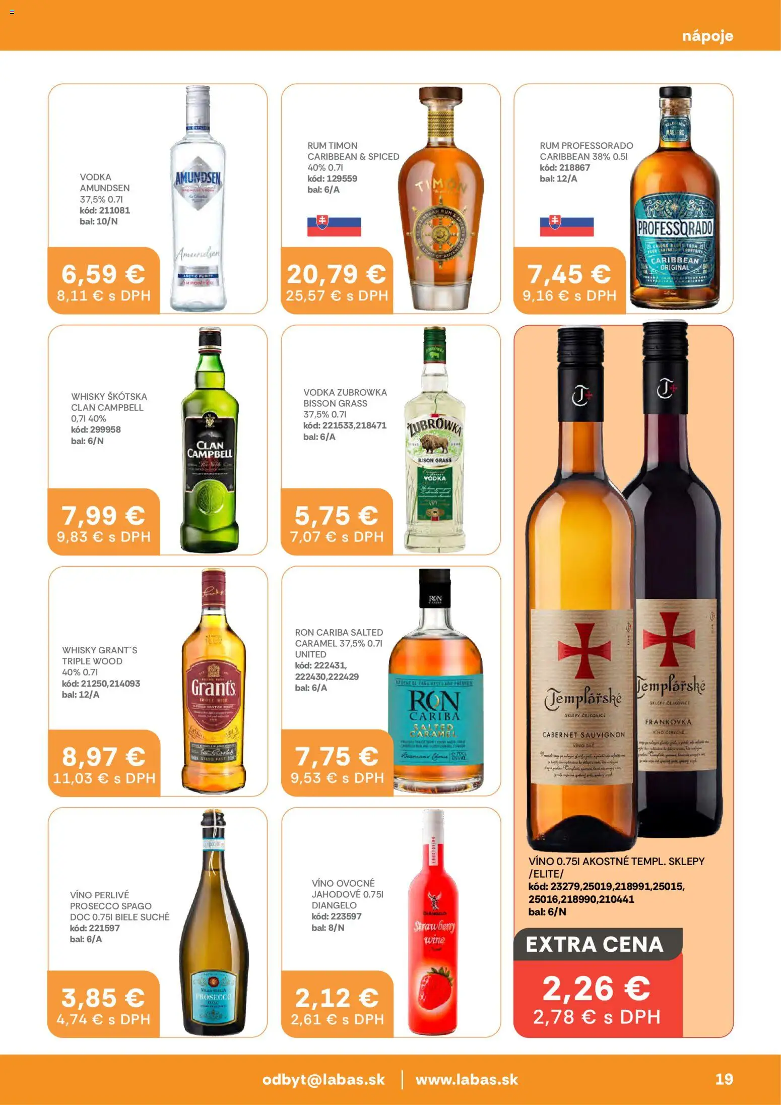 Nové Labaš akcie – leták je platný od 30.01.2026 | Strana: 19 | Produkty: Víno, Prosecco, Whisky, Rum