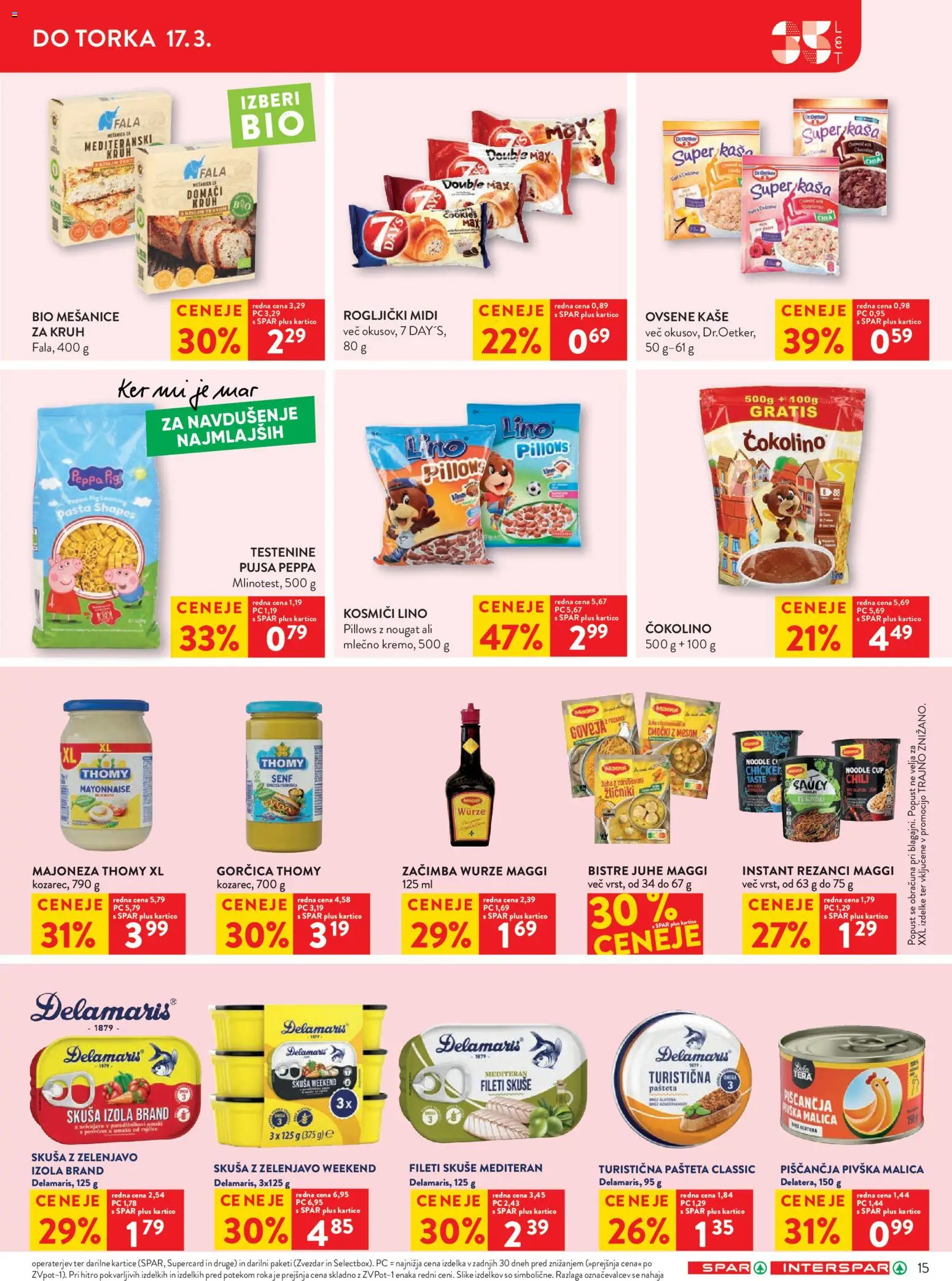 Novi Spar katalog ponudbe – veljaven od 11.03.2026 | Stran: 17 | Izdelki: Rezanci, Čokolino, Top doble cara, Kosmici