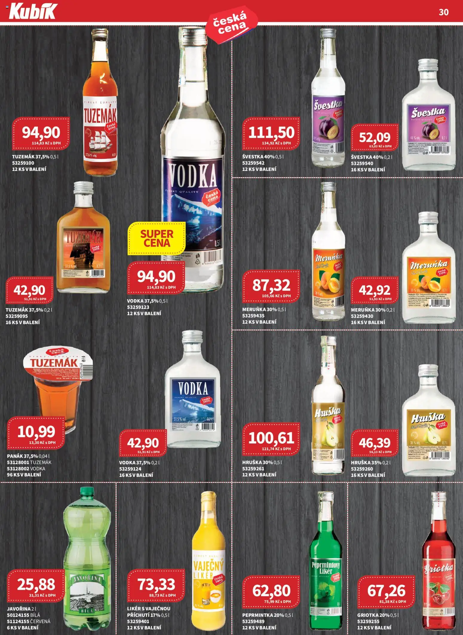 Kubík leták - Velkoobchod 01/2026 od 07.01.2026 | Strana: 30 | Produkty: Vodka, Likér, Griotka, Panák