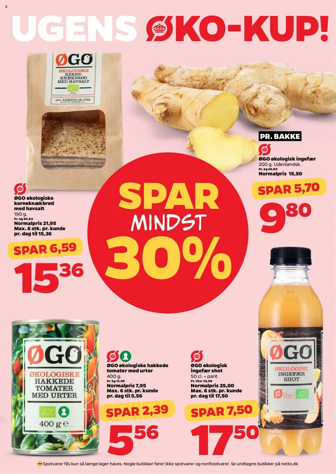 Netto tilbudsavis – gyldig fra 04.10.2025 | Side: 17 | Produkter: Ingefær, Tomater, Hakkede tomater, Knækbrød