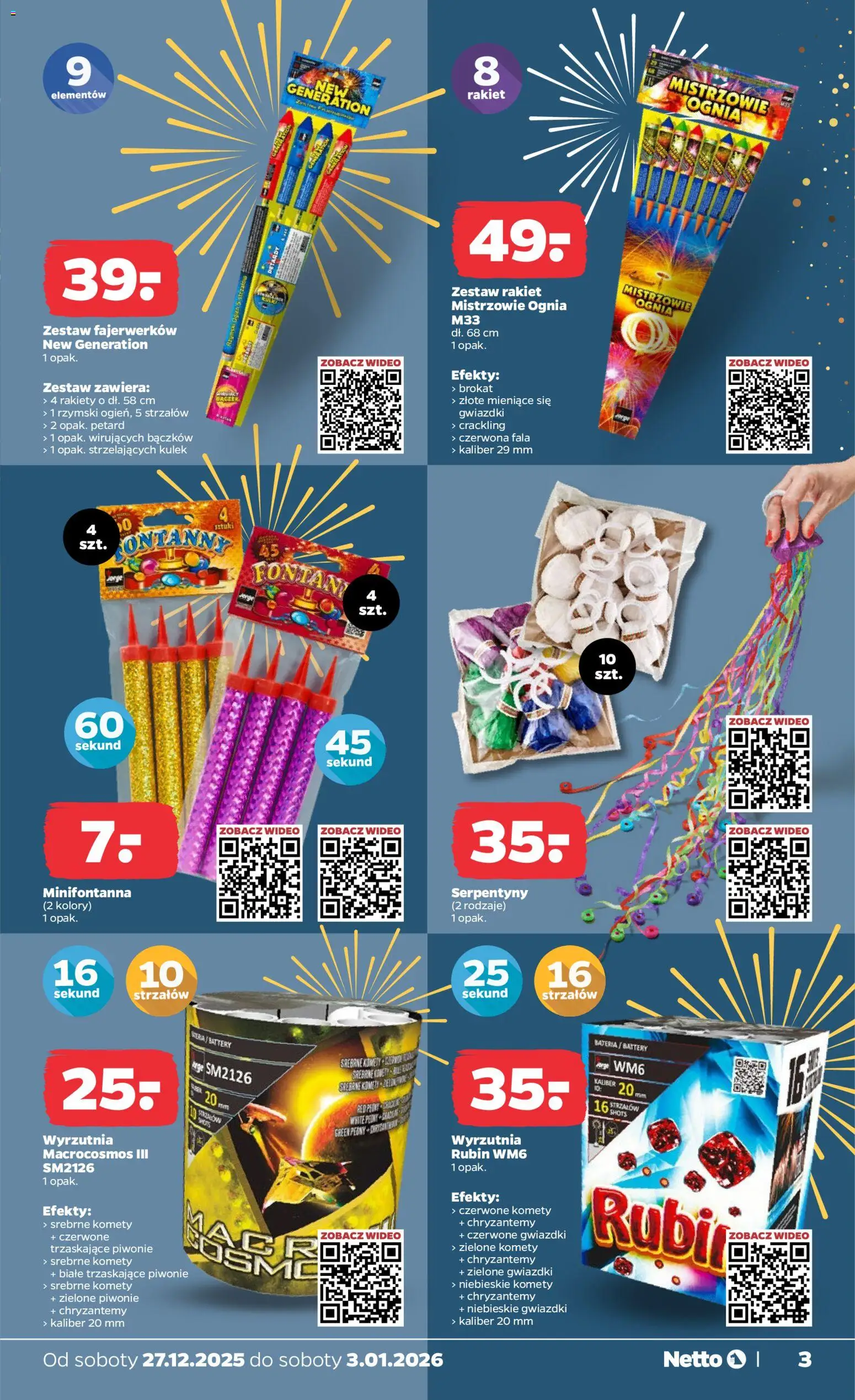Netto gazetka - Non Food od 27.12.2025 | Strona: 3 | Produkty: Wideo, Wyrzutnia, Chryzantemy
