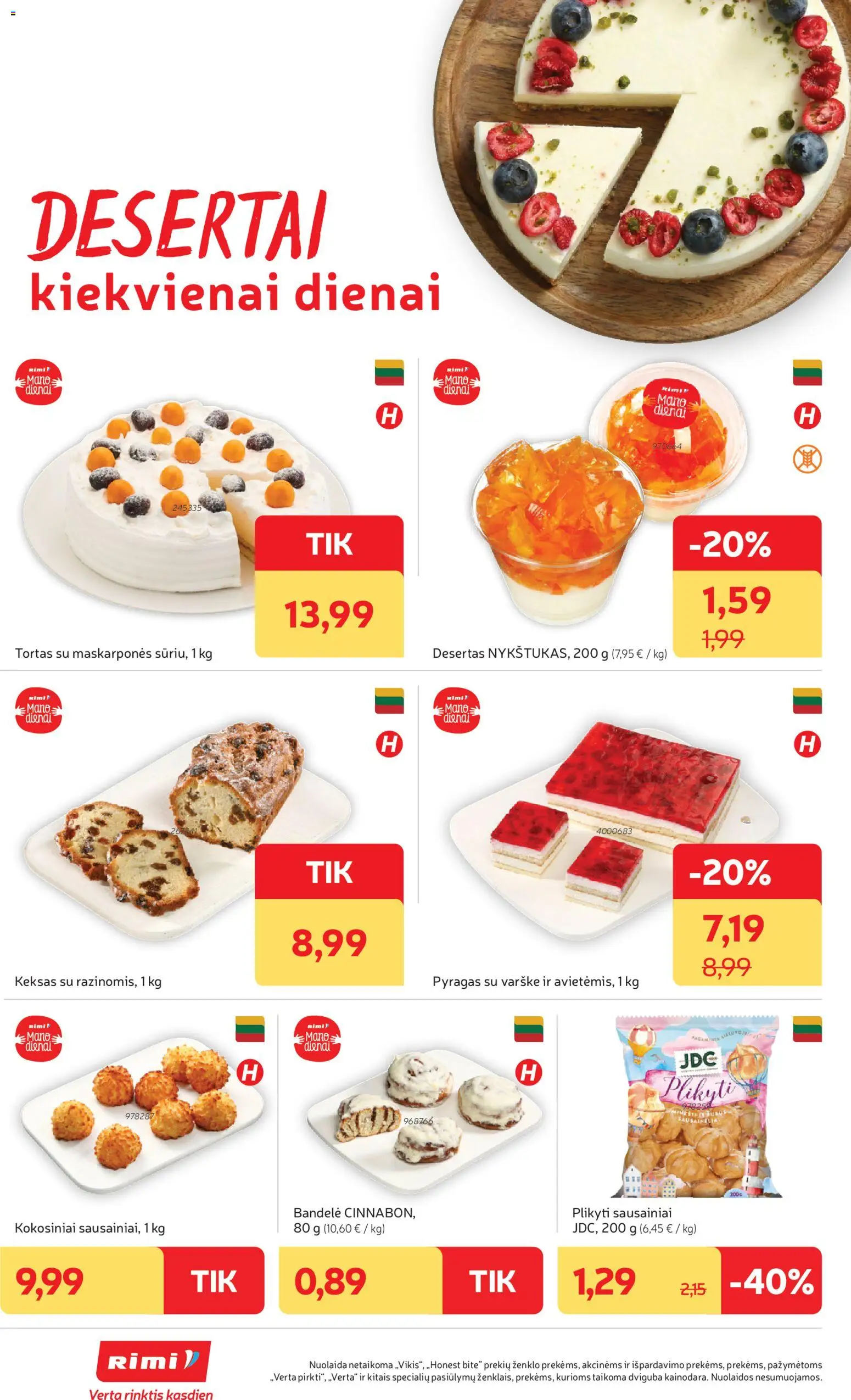 Rimi akcijos nuo 20.01.2026 | Puslapis: 8 | Prekių: Bandelė, Tortas, Pyragas, Varškė