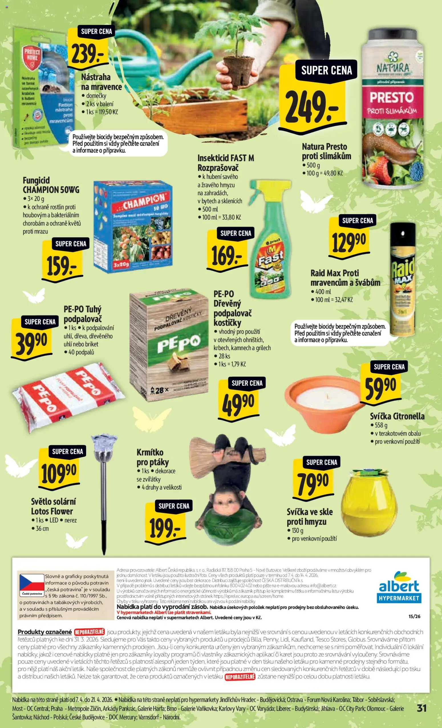 Albert leták - Hypermarket od 07.04.2026 | Strana: 41 | Produkty: Svíčka, Krmítko, Rozprašovač, LED