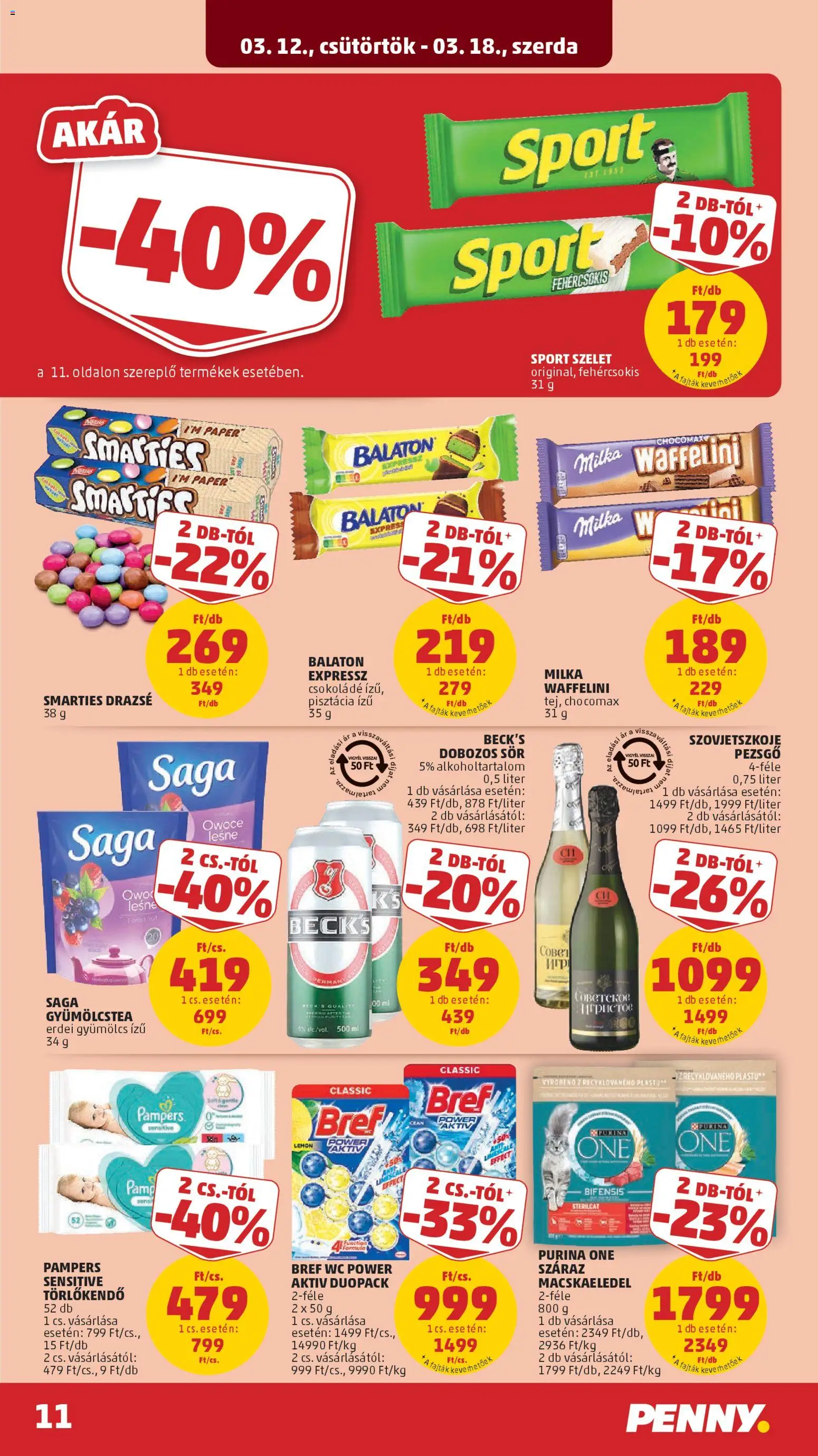 PENNY akciós ujság - amely érvényes a következő dátumtól: 12.03.2026 | Oldal: 17 | Termékek: Pampers, Drazsé, Csokoládé, Tea