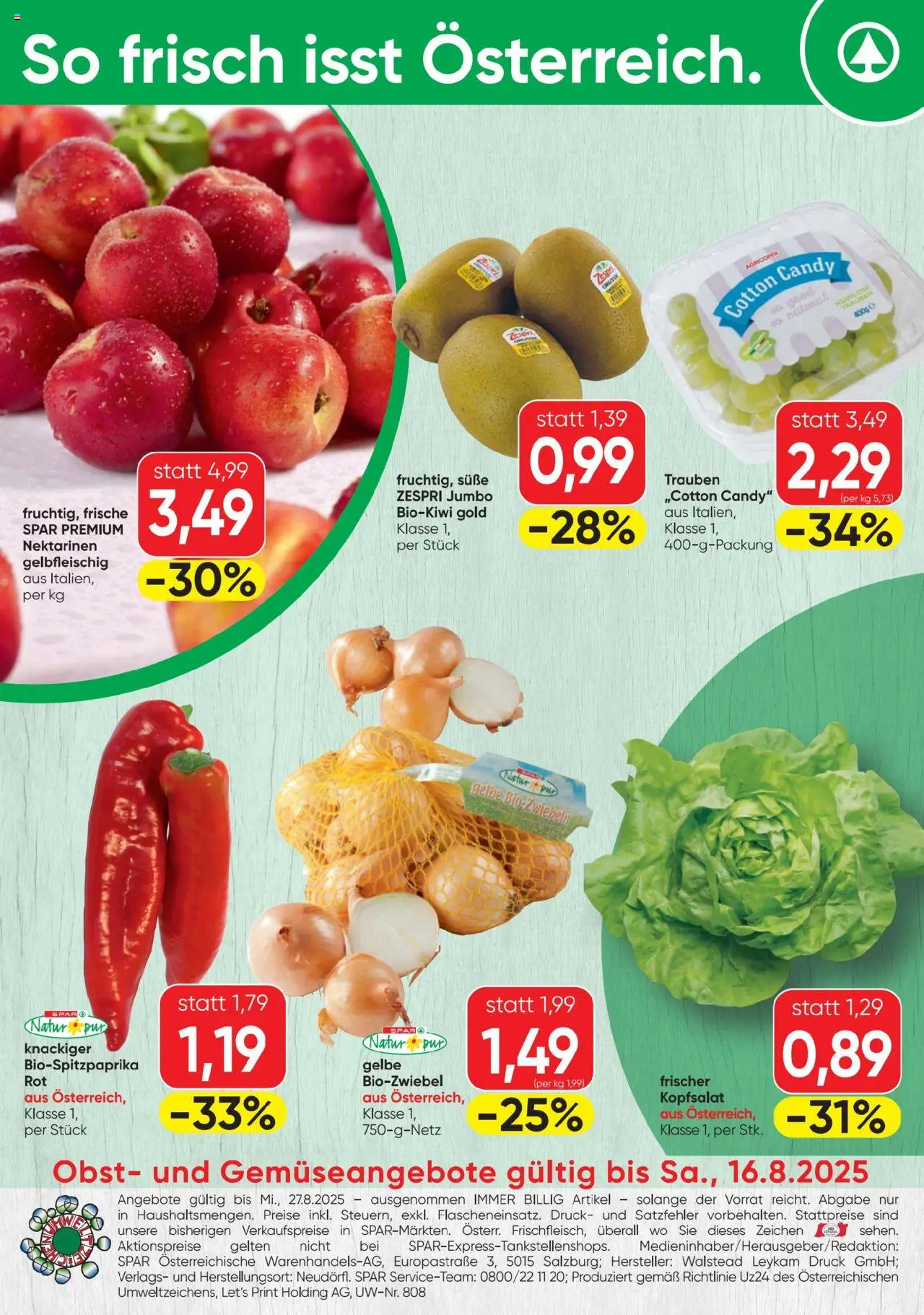 Spar Flugblatt gültig ab 14.08.2025 | Seite: 20 | Produkte: Obst
