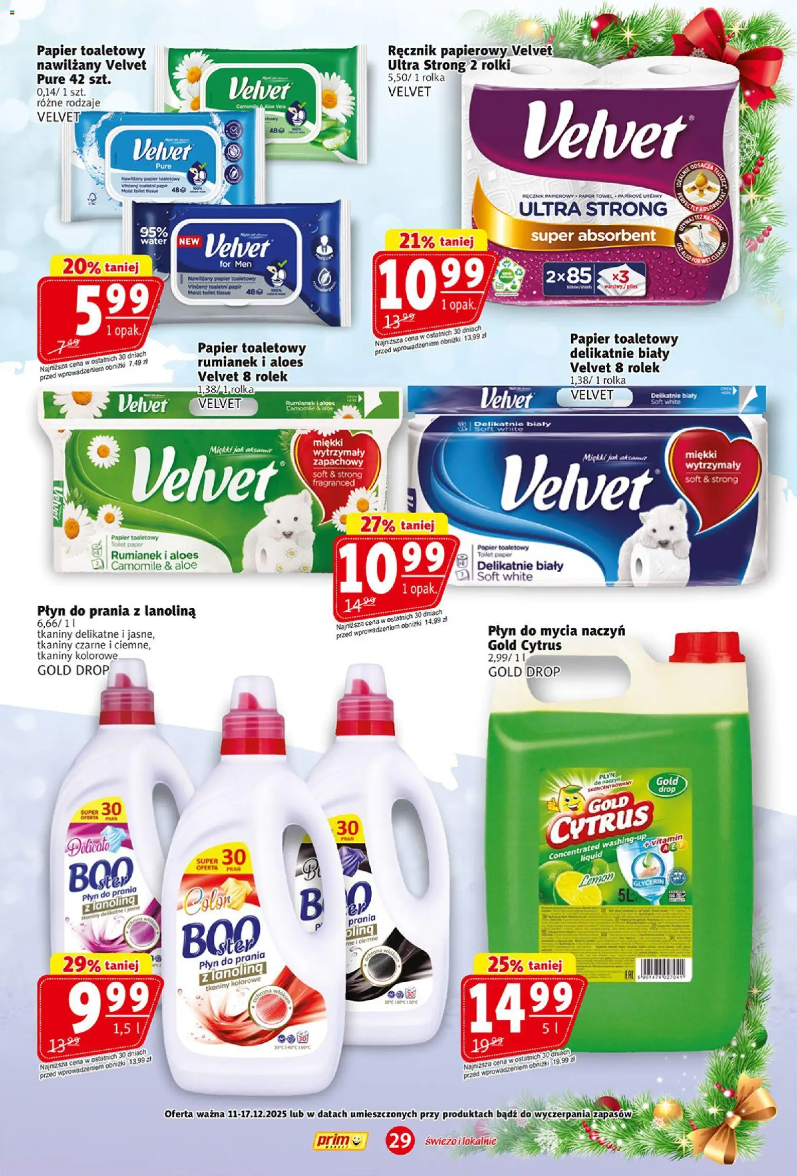 Prim Market Gazetka od 11.12.2025 | Strona: 29 | Produkty: Papier toaletowy, Rolki, Aloes, Ręcznik papierowy