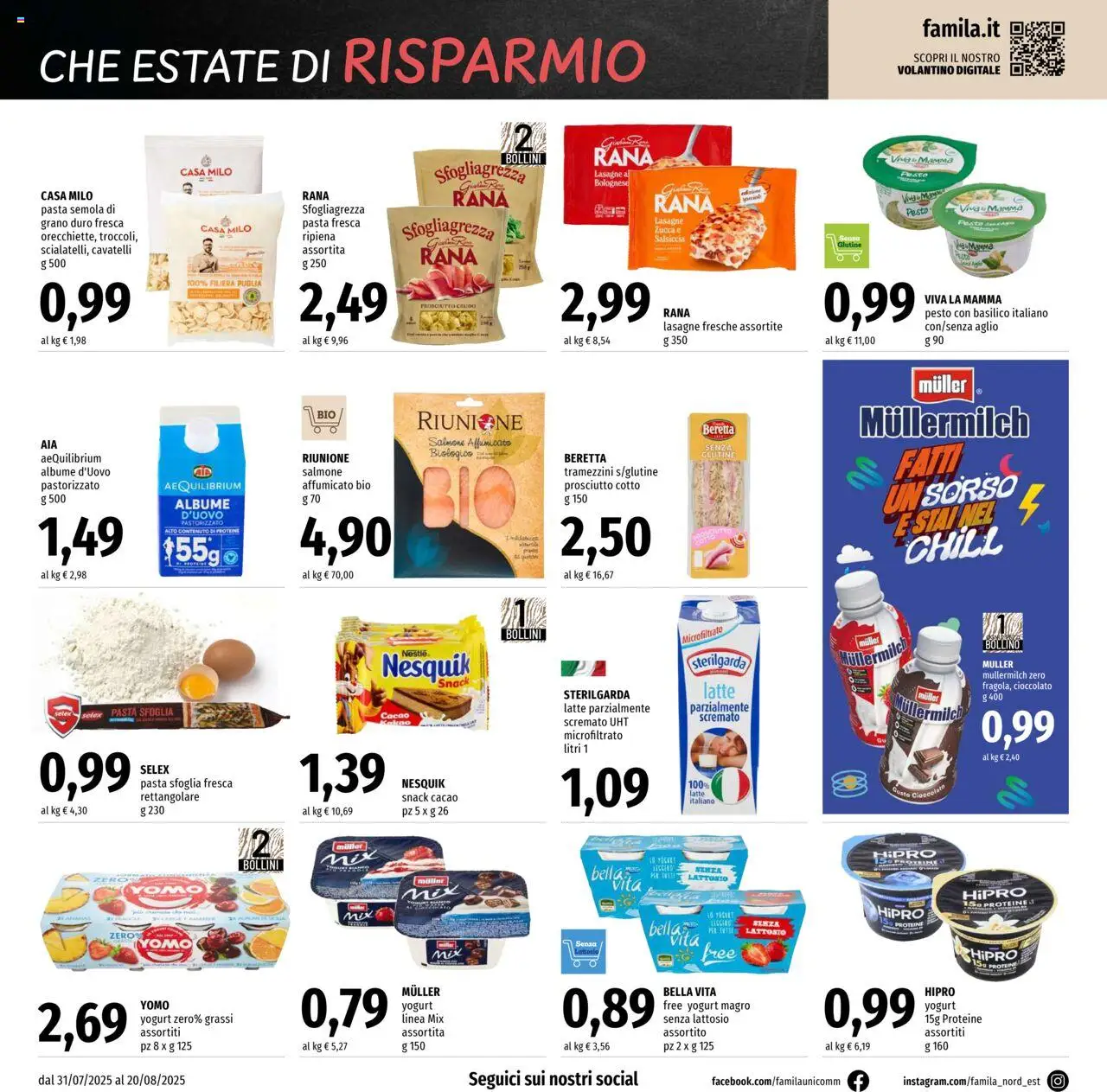 Volantino Famila del 31.07.2025 | Pagina: 6 | Prodotti: Cioccolato, Pasta sfoglia, Latte, Aglio