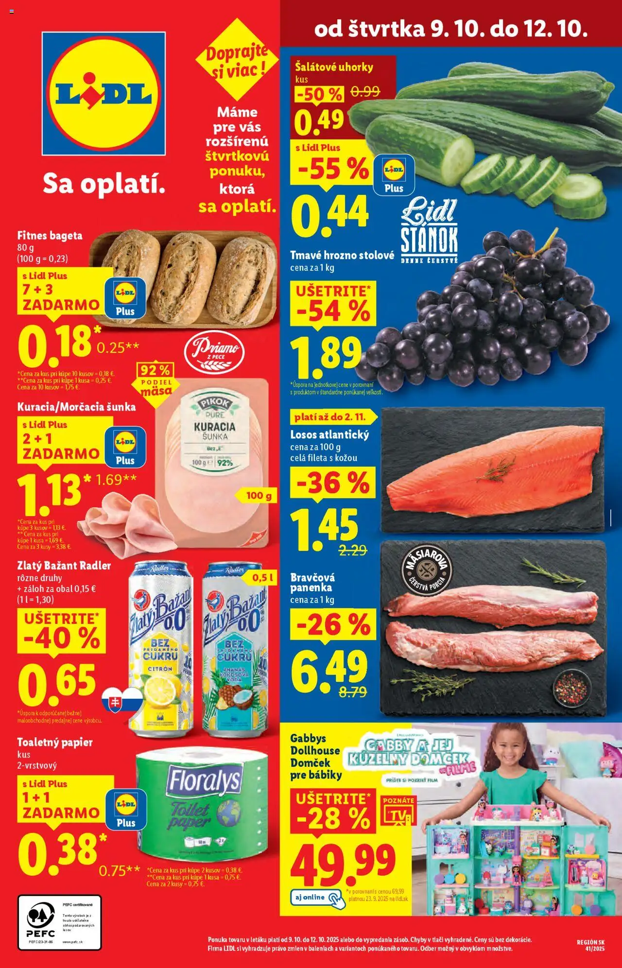 Nové Lidl akcie – leták je platný od 06.10.2025 | Strana: 69 | Produkty: Radler, Toaletný papier, Uhorky, Hrozno