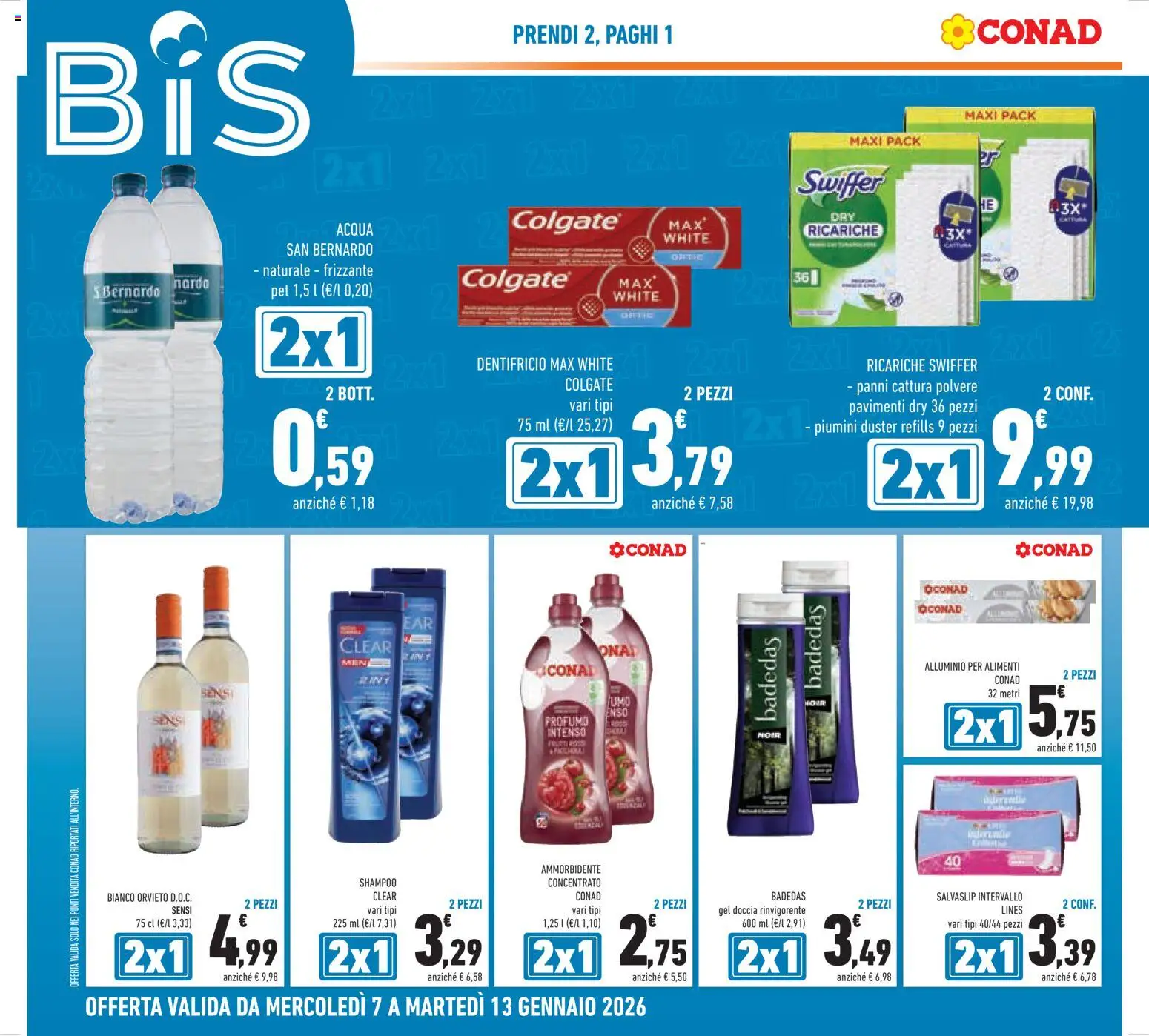 Volantino Conad del 07.01.2026 | Pagina: 4 | Prodotti: Shampoo, Dentifricio, Alluminio, Profumo