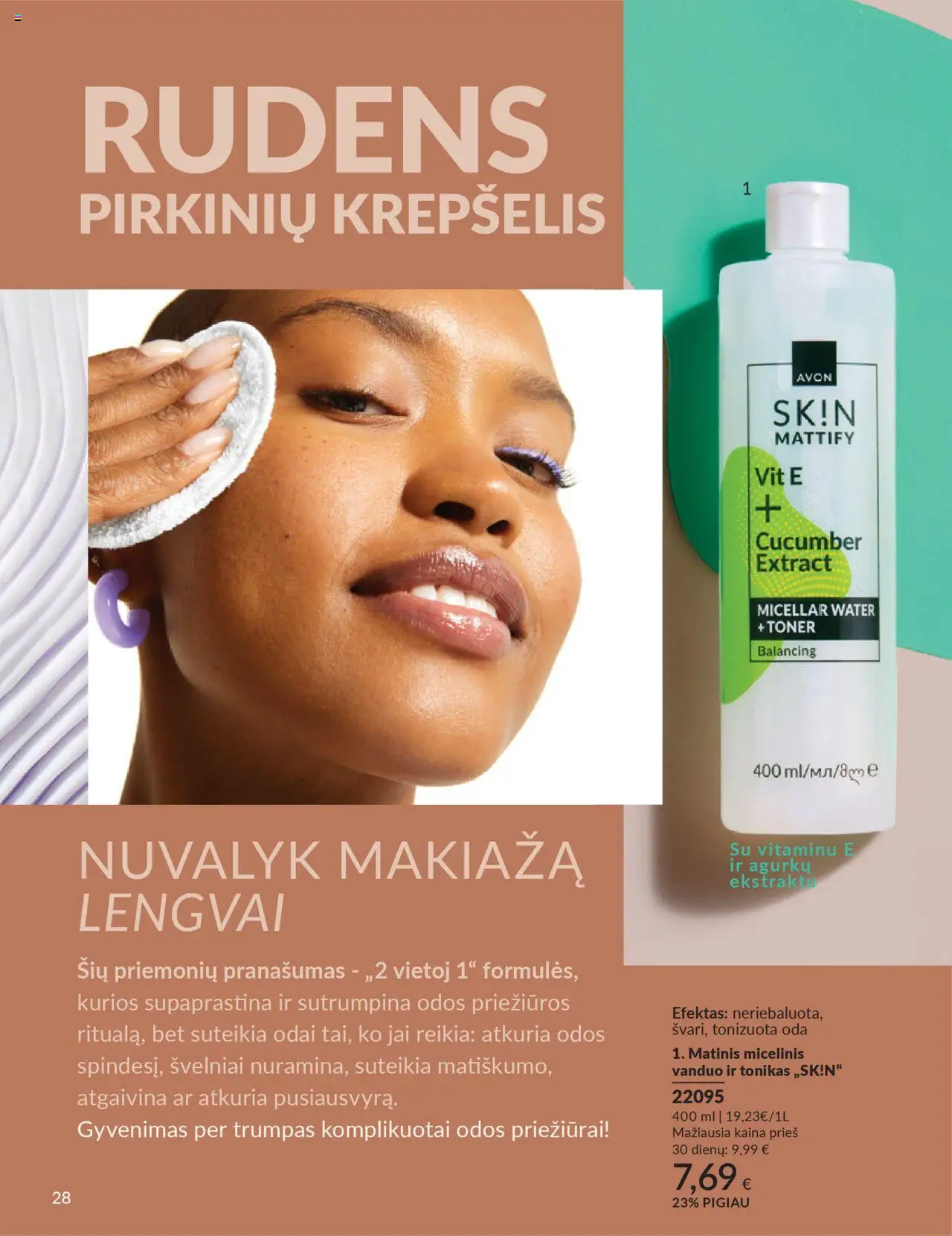 AVON akcijos nuo 01.10.2025 | Puslapis: 28 | Prekių: Tonikas, Micelinis vanduo, Krepšelis