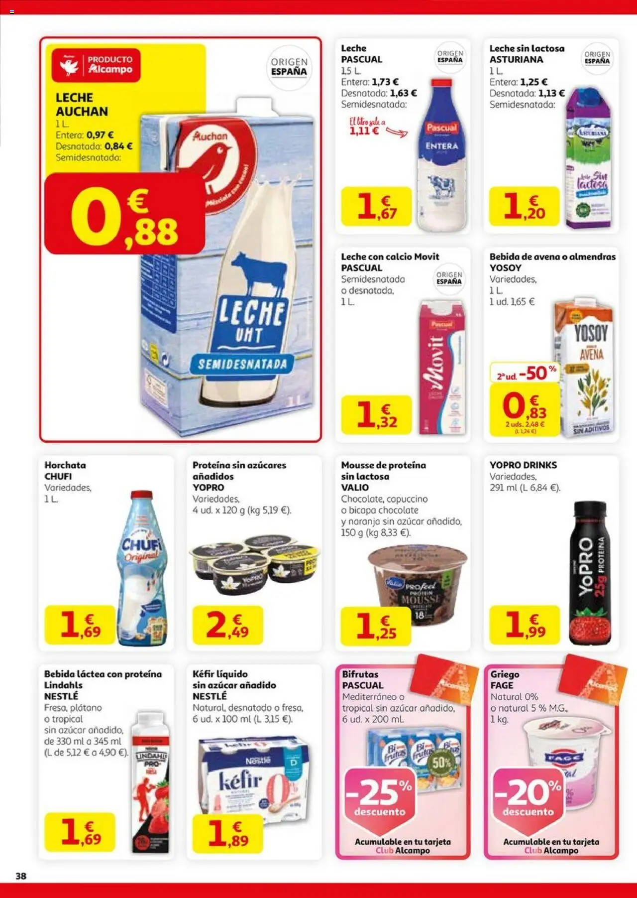 Alcampo - HG catalan  │ válido desde el 14.08.2025 | Página: 38 | Productos: Leche desnatada, Leche sin lactosa, Chocolate, Bebida de avena