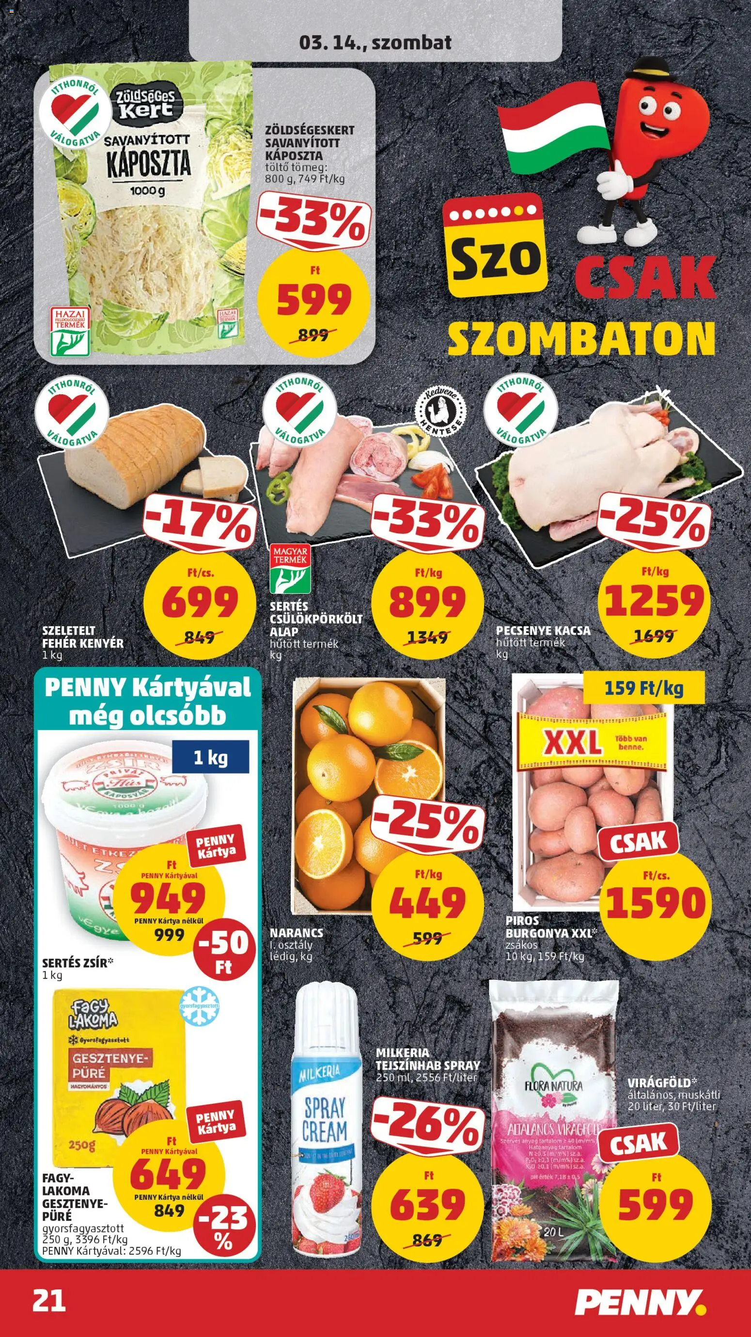 PENNY akciós ujság - amely érvényes a következő dátumtól: 12.03.2026 | Oldal: 27 | Termékek: Káposzta, Töltő, Virágföld, Kenyér