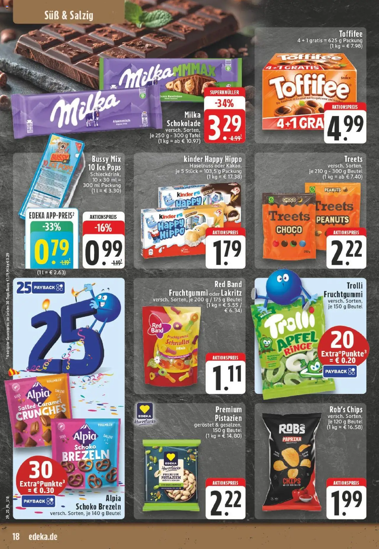 Edeka prospekt Kerken-Aldekerk	 - gültig ab dem 13.07.2025 | Seite: 18 | Produkte: Milka schokolade, Äpfel, Pistazien, Chips