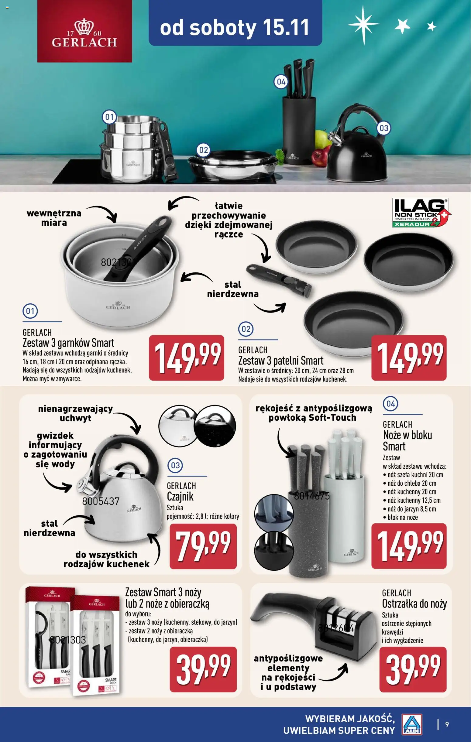 Aldi Gazetka - Hity od Środy i od Soboty od 12.11.2025 | Strona: 9 | Produkty: Czajnik, Garnki