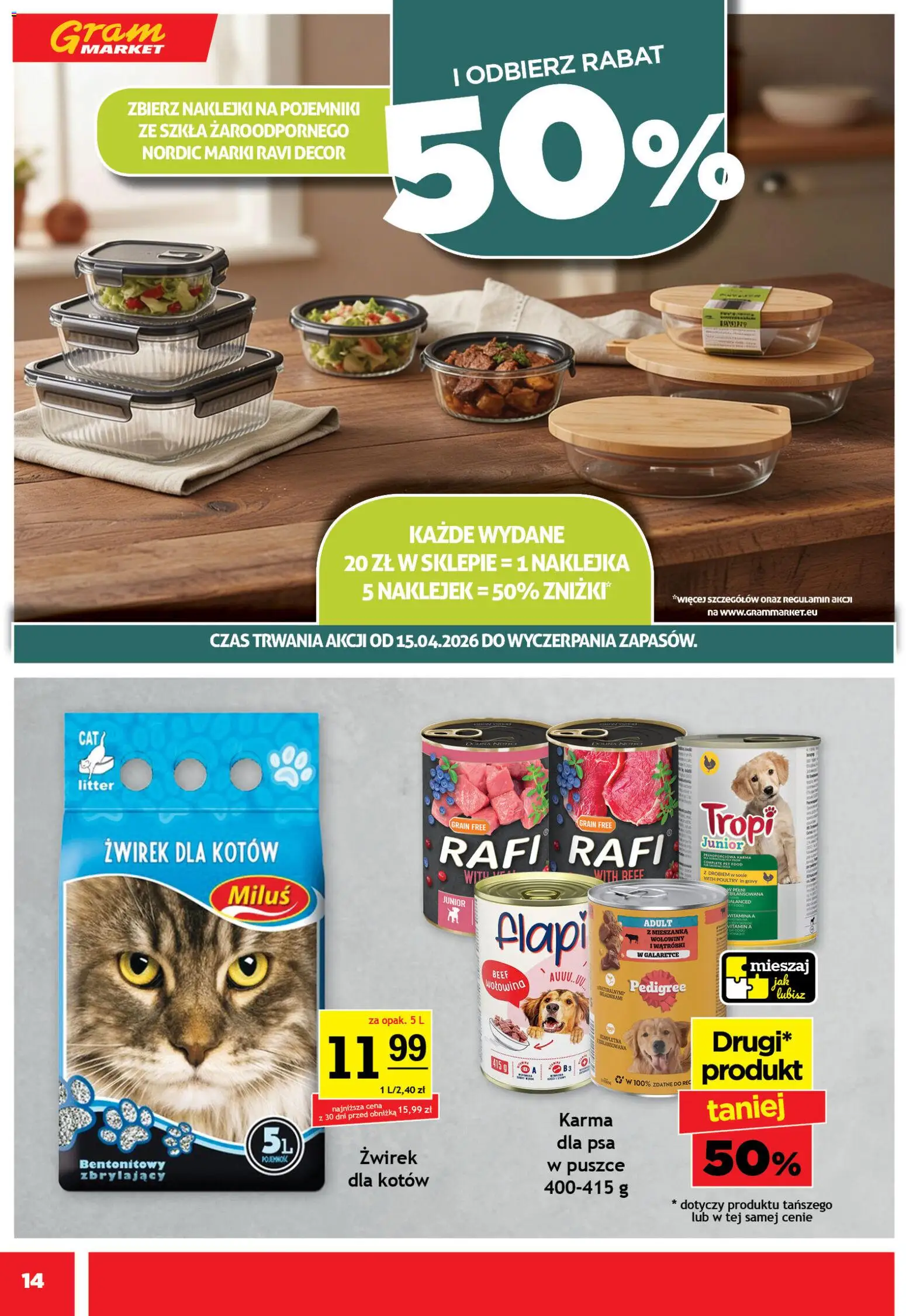 Gram Market gazetka od 15.04.2026 | Strona: 14 | Produkty: Pedigree, Naklejki, Wołowina