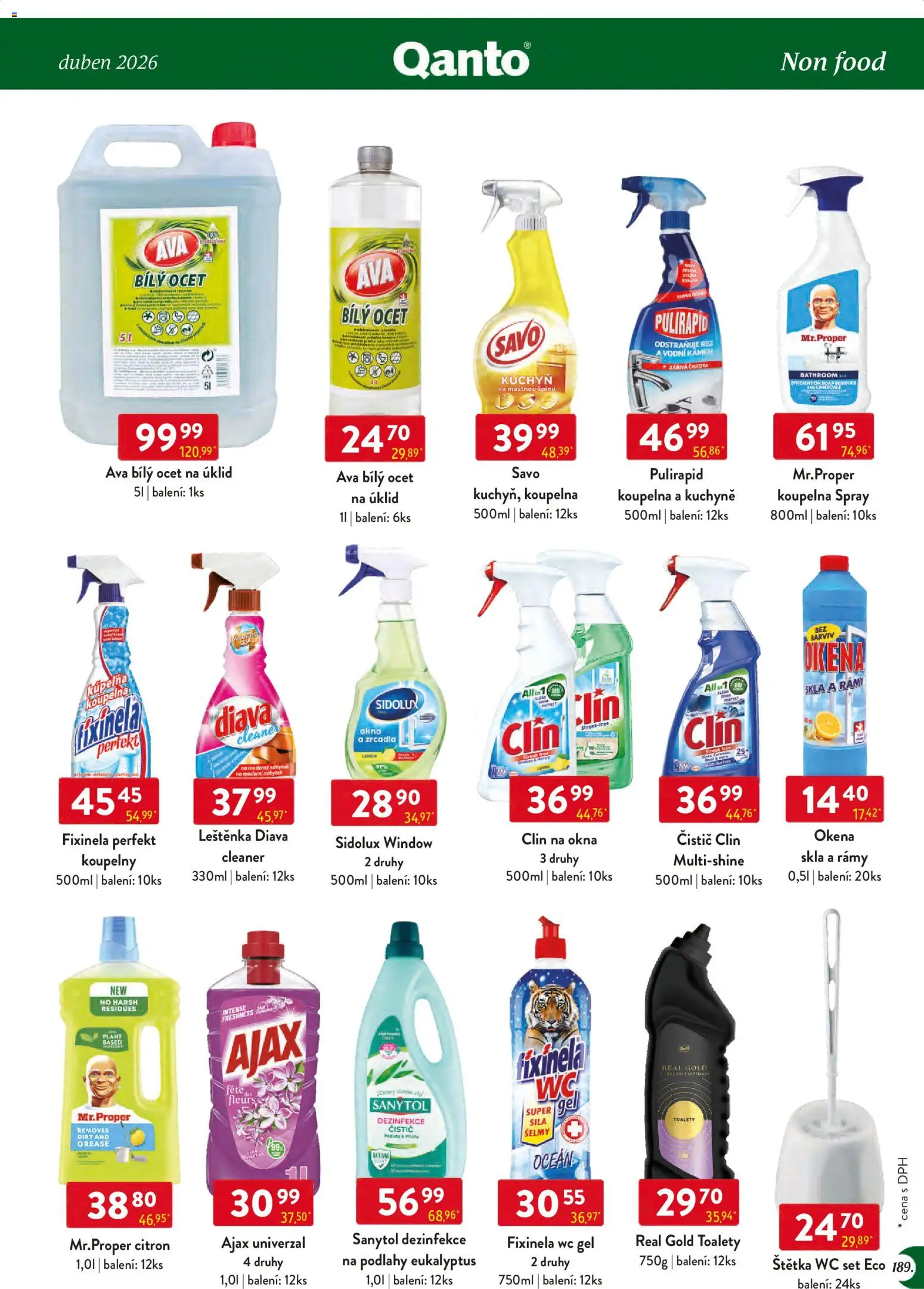 Astur & Qanto leták - Velkoobchod 04/2026 od 01.04.2026 | Strana: 189 | Produkty: Clin, Savo, Koupelna, Kuchyně