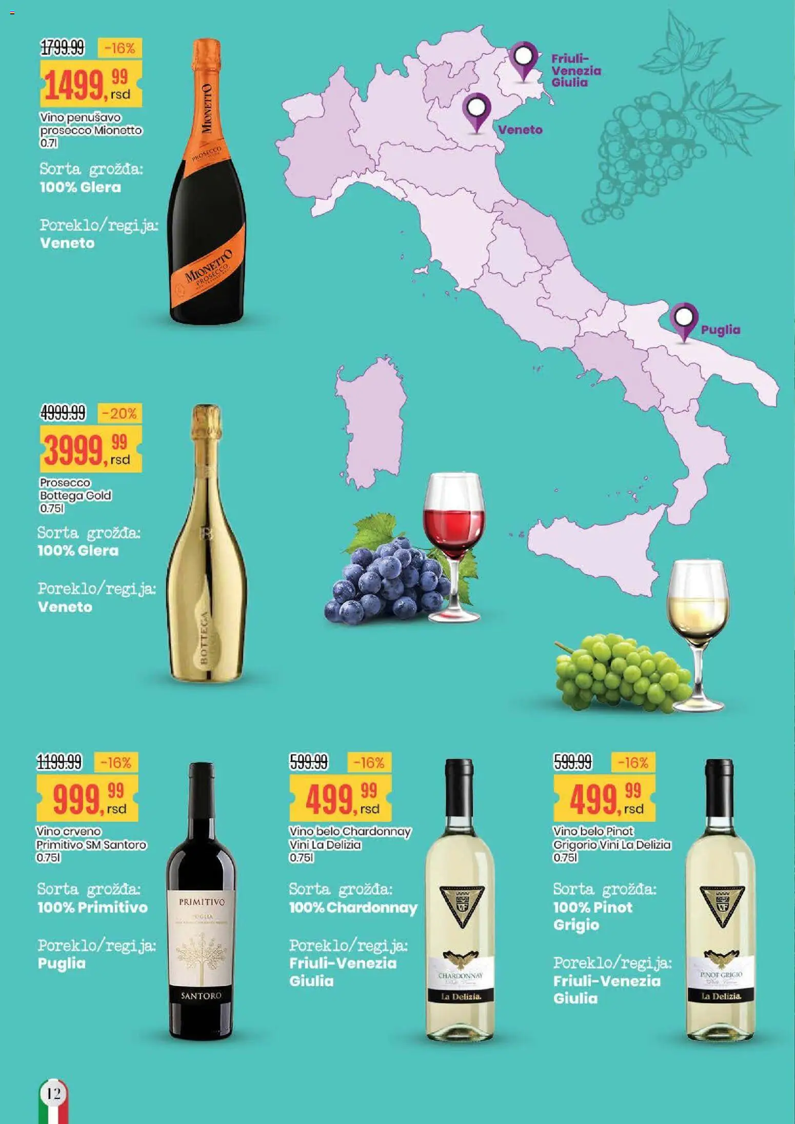 Aroma Market katalog - važi od 17.11.2025 | Strana: 12 | Proizvode: Chardonnay, Crveno vino, Pinot grigio, Vino