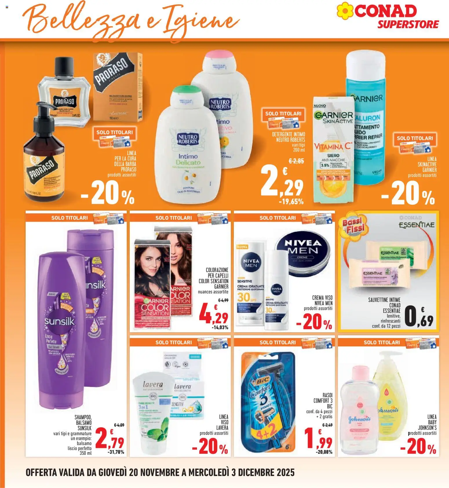 Volantino Conad del 20.11.2025 | Pagina: 30 | Prodotti: Balsamo, Crema, Crema viso, Cura della barba