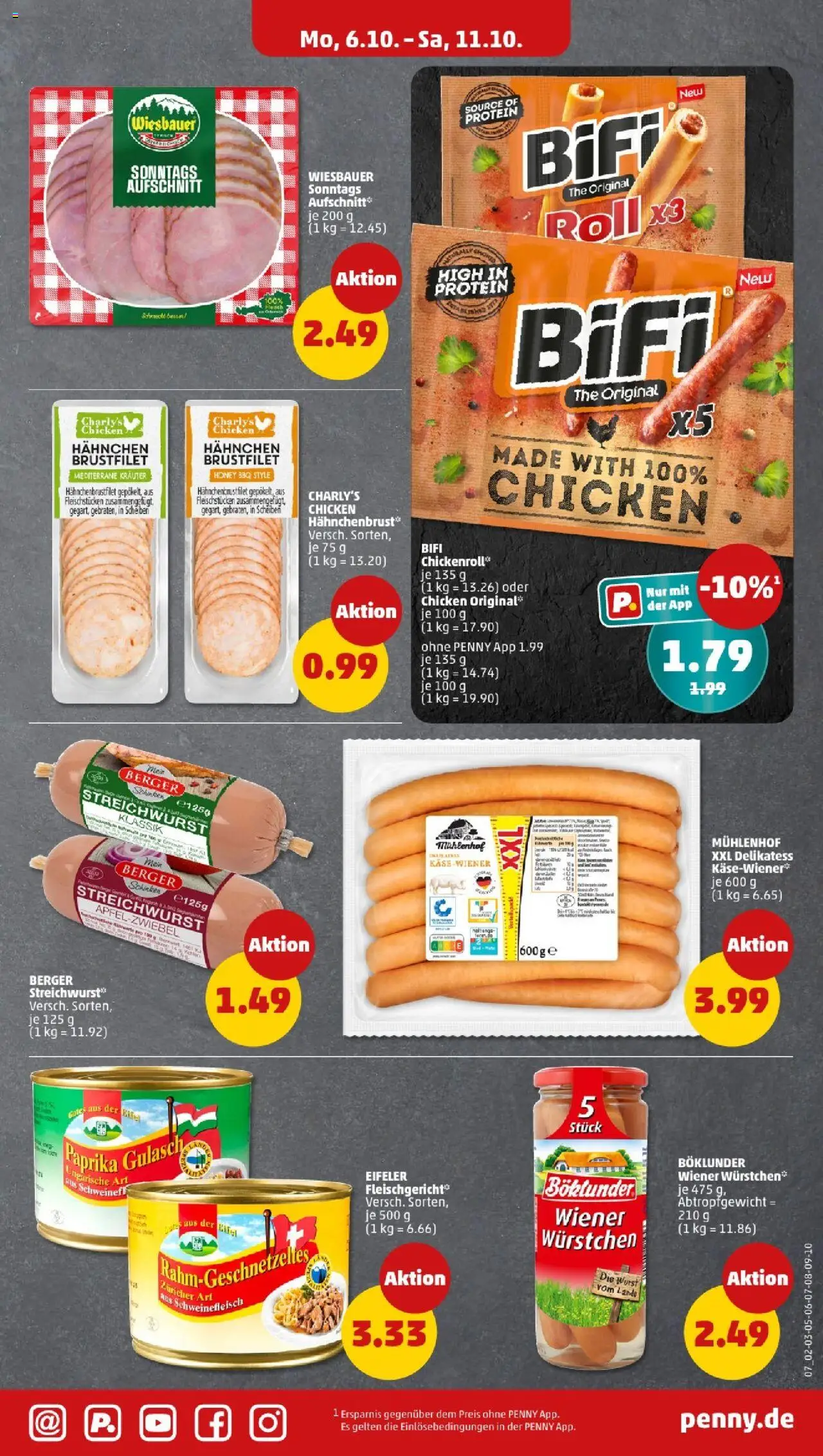 Penny - Saarland – gültig ab 06.10.2025 | Seite: 9 | Produkte: Bifi, Paprika, Gulasch, Hahnchenbrust