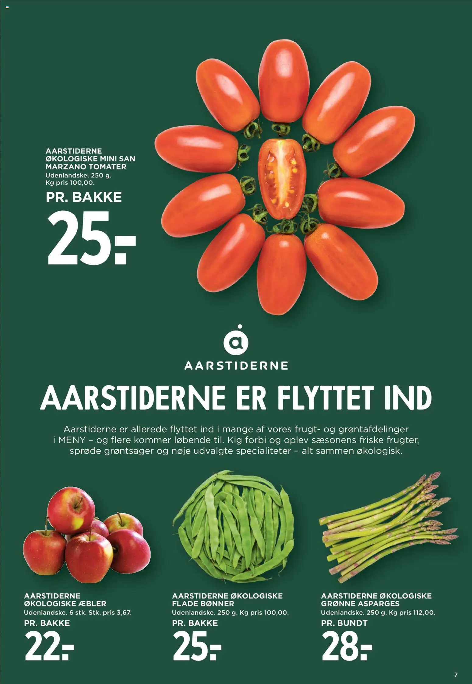 Meny tilbudsavis – gyldig fra 10.04.2026 | Side: 7 | Produkter: Æbler, Tomater, Bønner, Asparges
