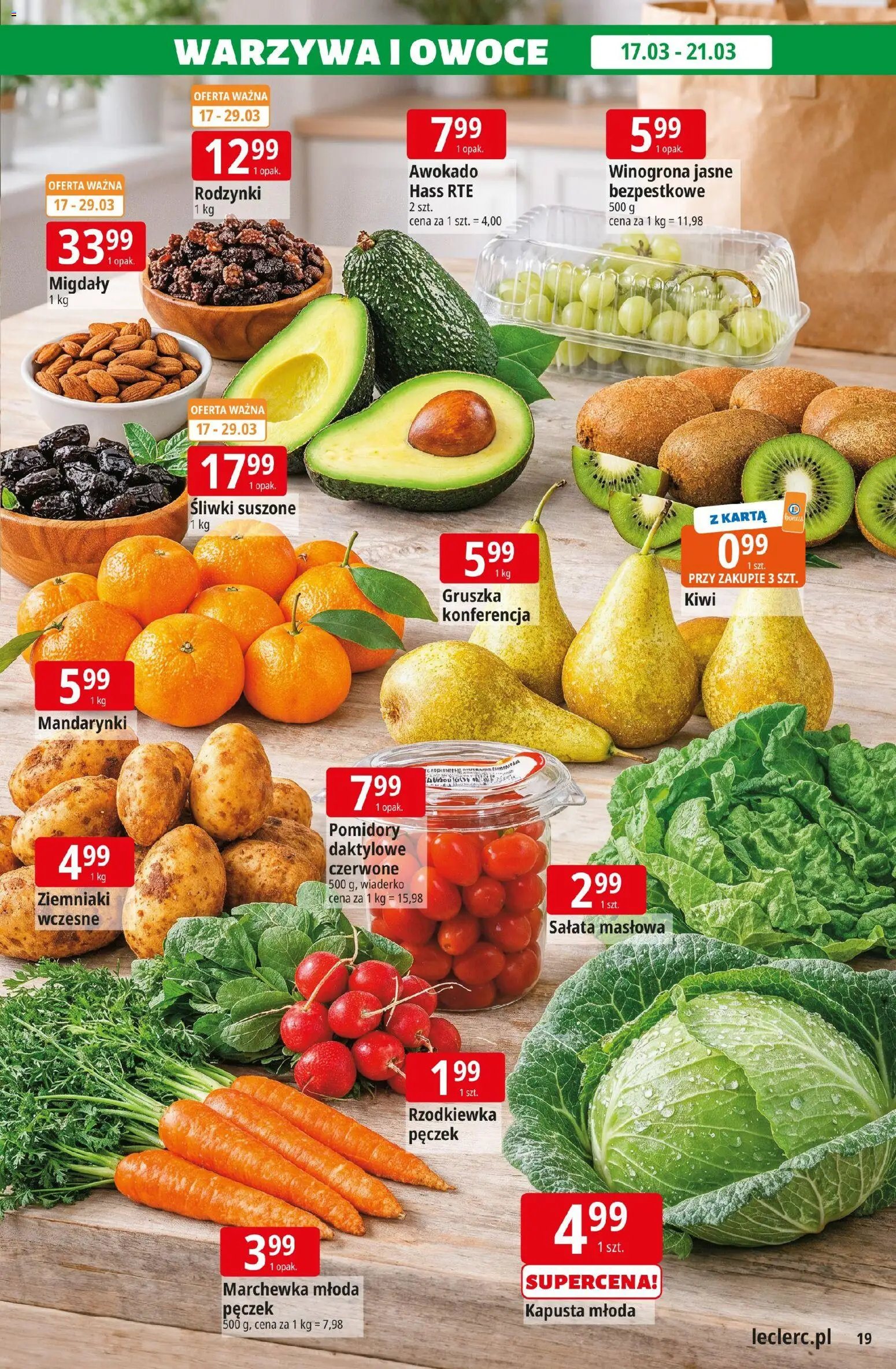 E.Leclerc gazetka - Zielona Góra od 17.03.2026 | Strona: 19 | Produkty: Kapusta, Śliwki, Kiwi, Marchewka