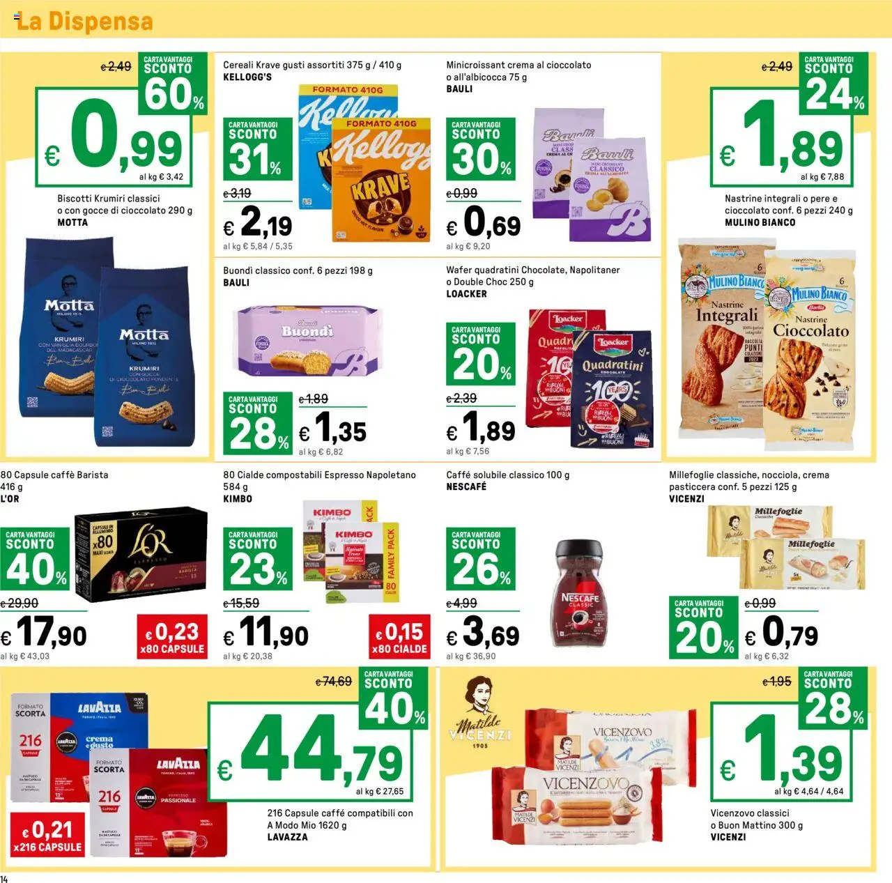 Volantino Iper del 24.08.2025 | Pagina: 14 | Prodotti: Crema, Caffè, Biscotti, Croissant