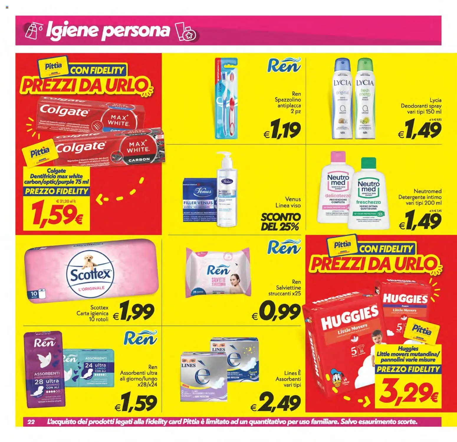Volantino SuperConveniente del 17.04.2026 | Pagina: 22 | Prodotti: Pannolini, Dentifricio, Spazzolino, Detergente