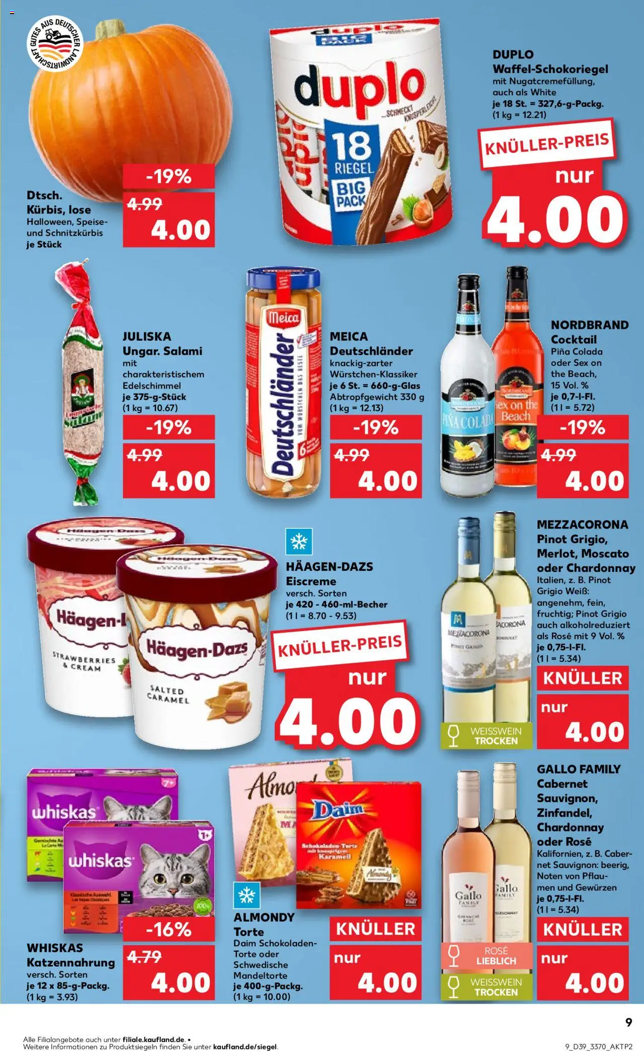 Kaufland prospekt Frankfurt (Oder)	 – gültig ab 25.09.2025 | Seite: 9 | Produkte: Eiscreme, Meica, Salami, Whiskas