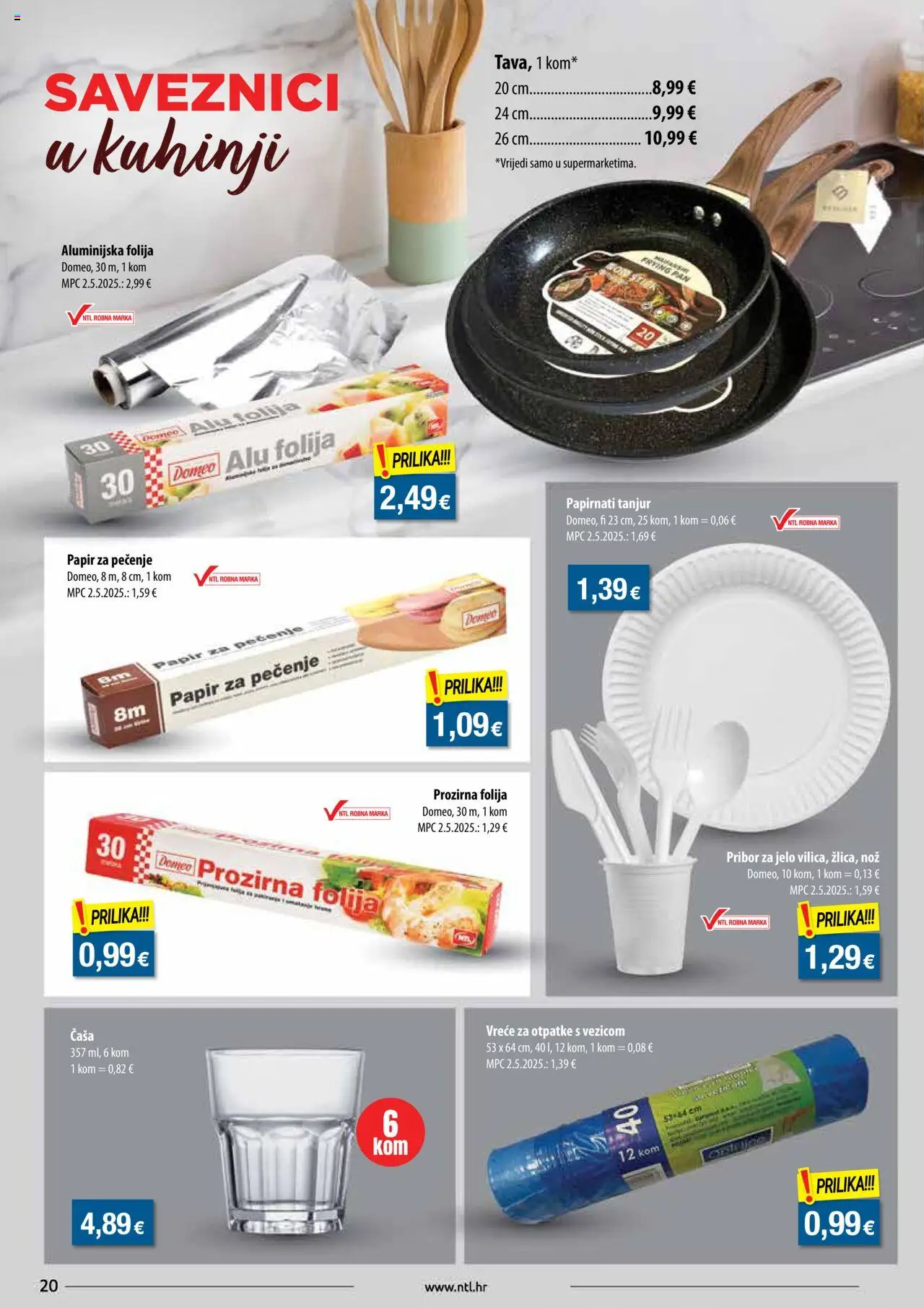 NTL katalog | vrijedi od 08.10.2025 | Stranica: 20 | Proizvodi: Nož, Papir za pečenje, Pan, Pribor za jelo