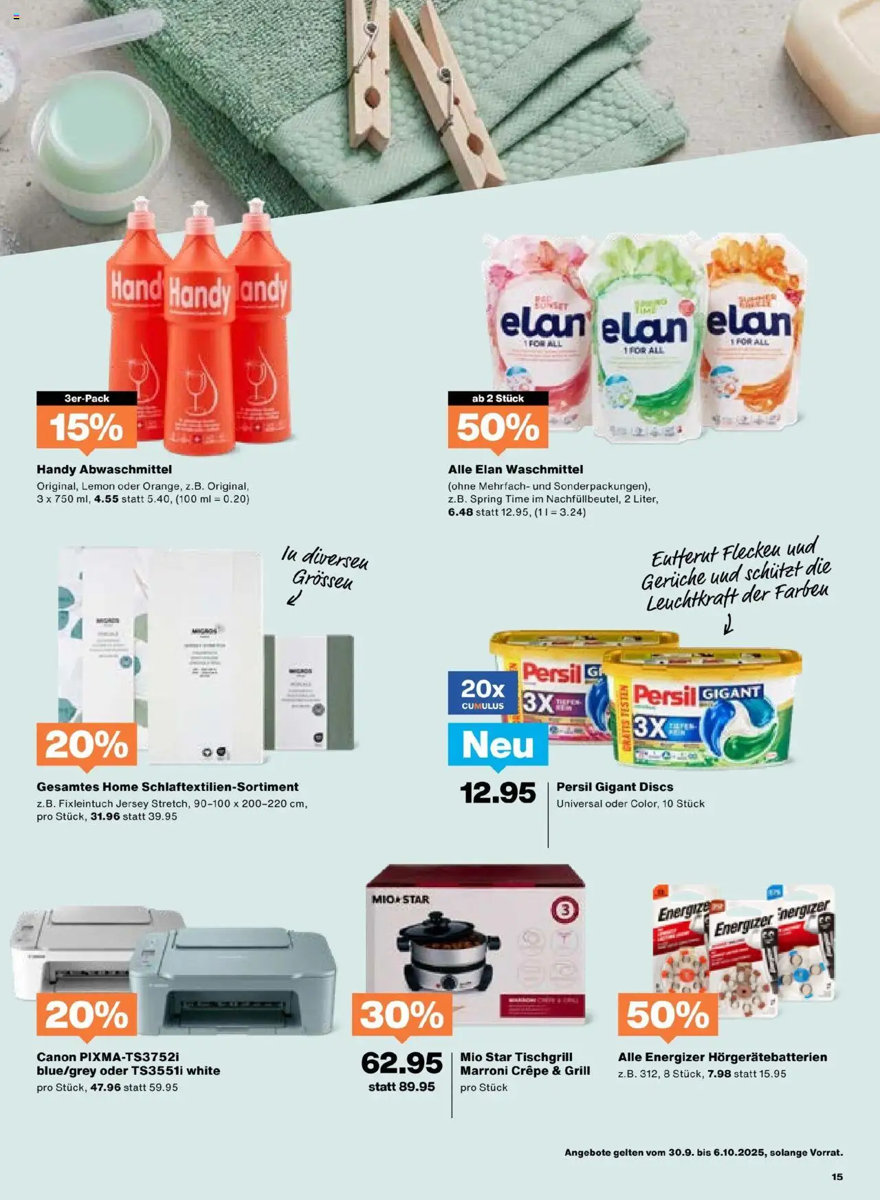 Migros Aktionen – gültig ab 30.09.2025 | Seite: 15 | Produkte: Waschmittel, Grill