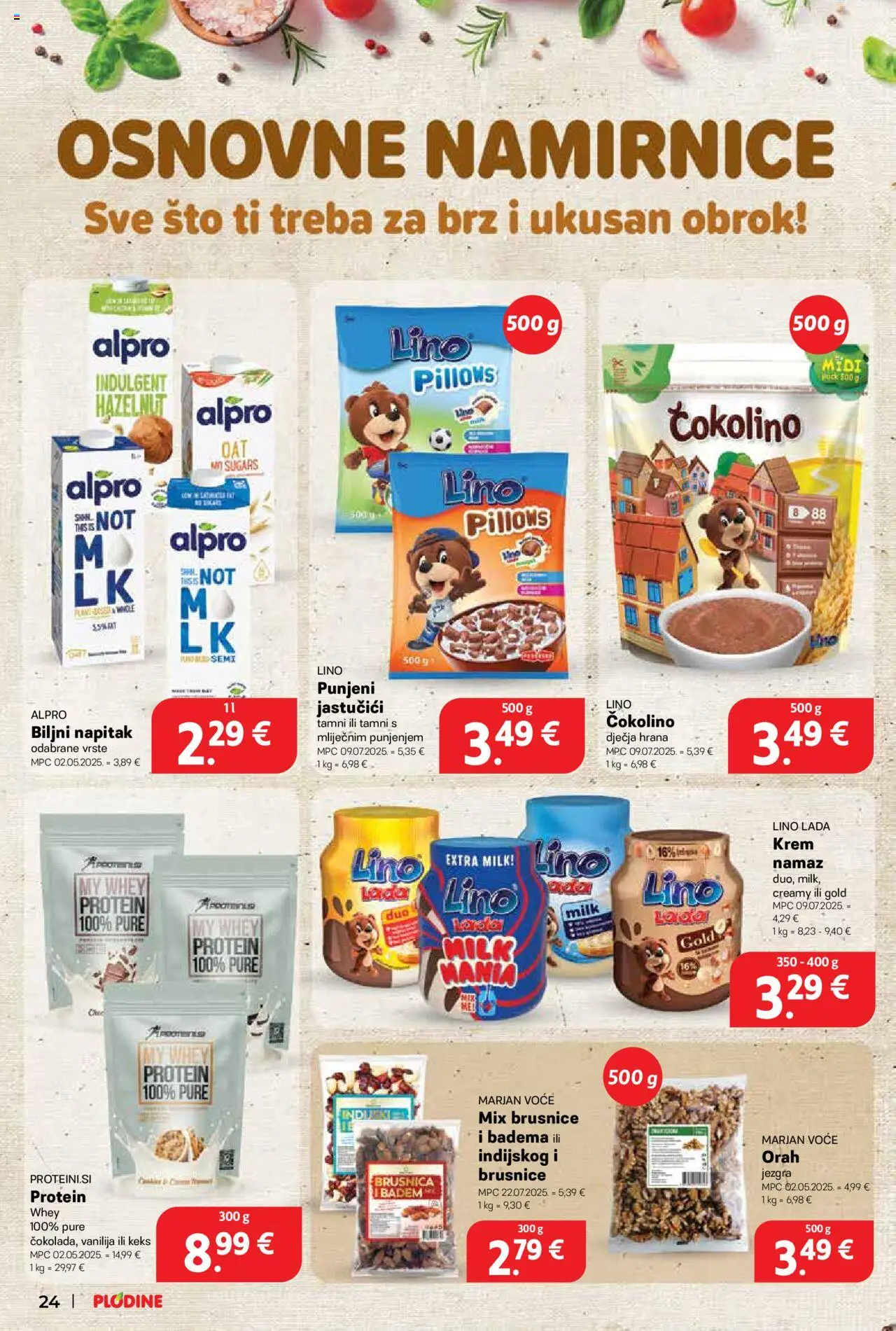 Plodine katalog | vrijedi od 27.08.2025 | Stranica: 24 | Proizvodi: Lino Lada, Dječja hrana, Voće, Badem